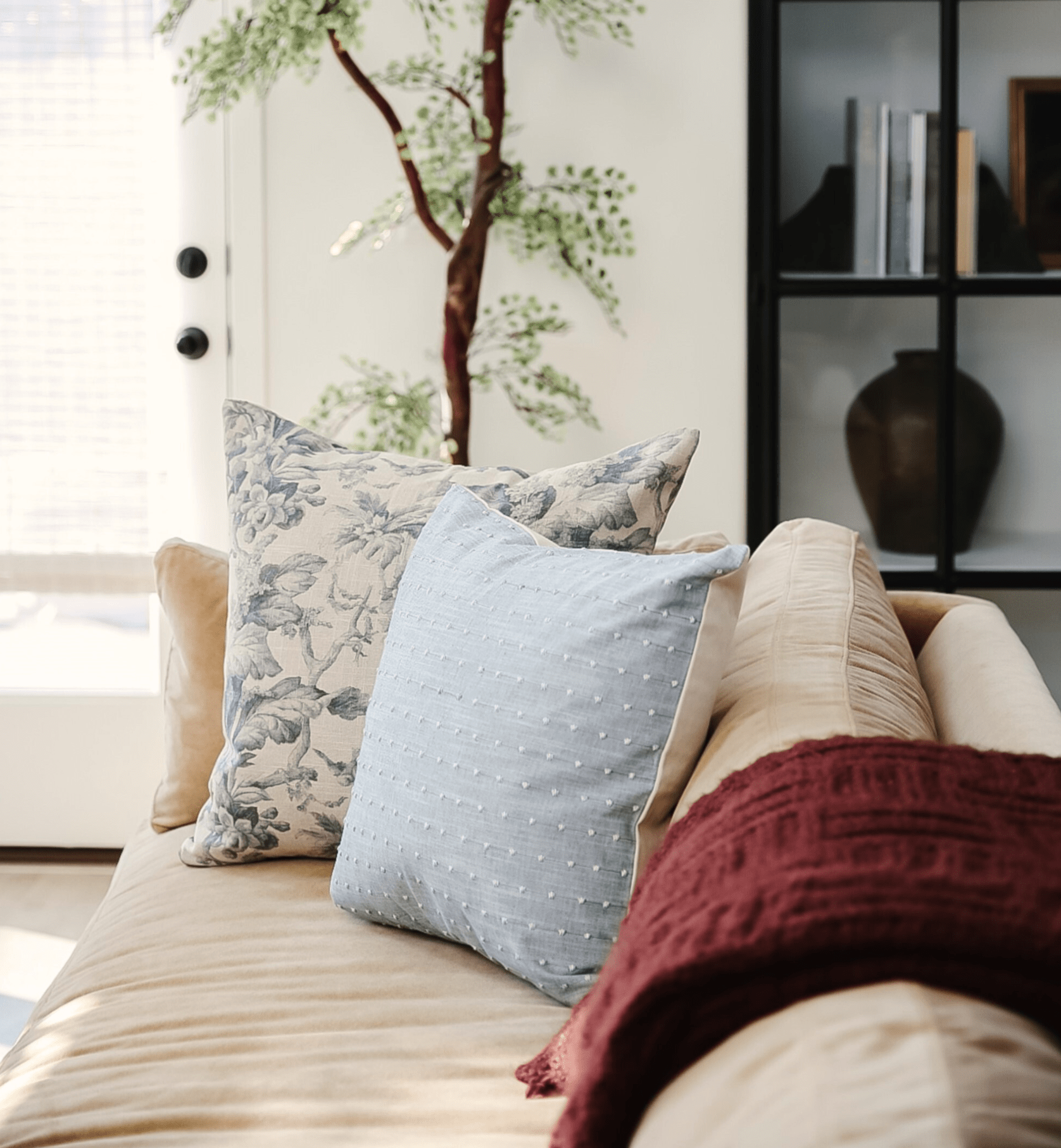 Premium Blue Dot Pillow Cover - Soft & Breathable Cotton Pillowcase for Sofa, Bed, Couch - Home Decor & Comfort Accessories