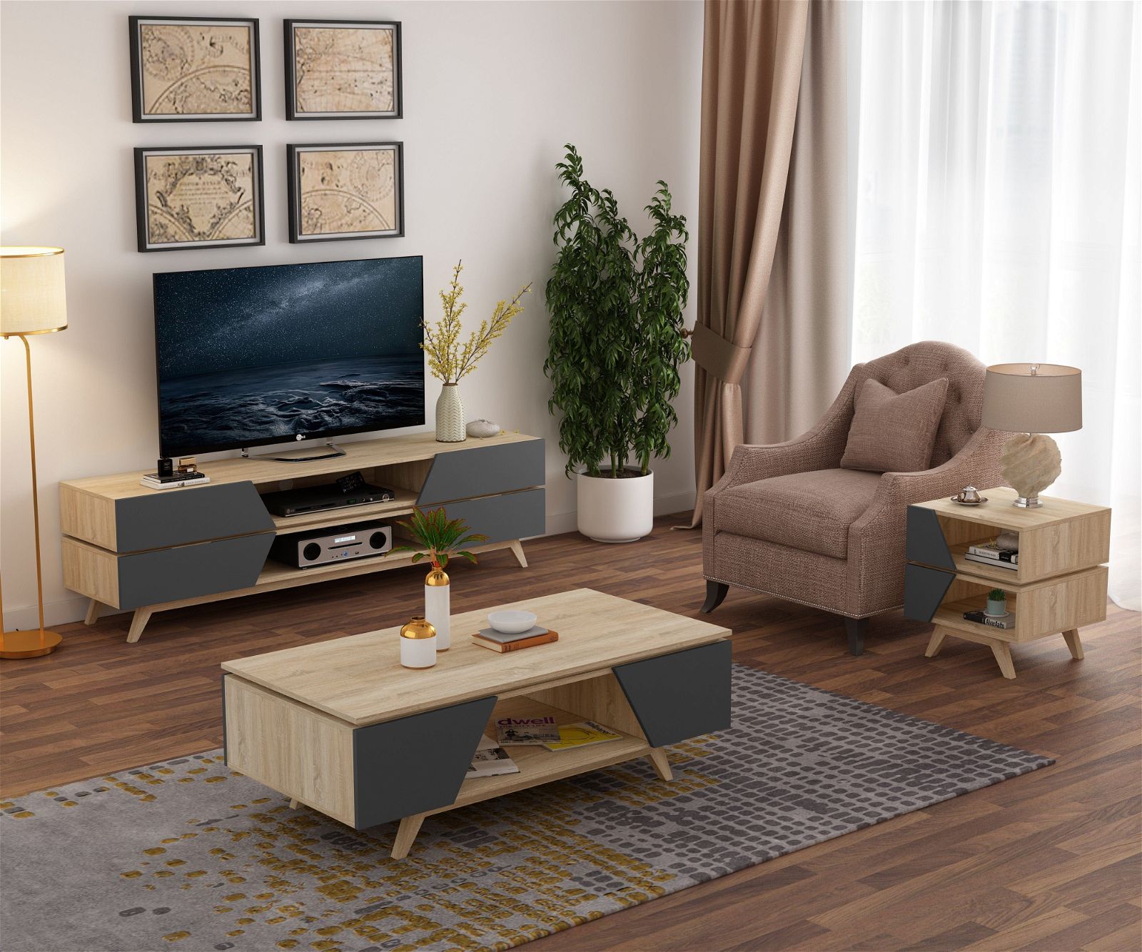 Modern Nordic 1200 Coffee Table in Grey by Criterion - Perfect for Living Room, Lounge & Office Spaces