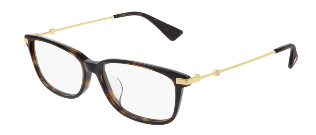 Gucci GG 0759OA 002 Havana Gold Rectangle Women's Eyeglasses - Designer Sunglasses for Women, Luxury Fashion Eyewear, UV Protection | Perfect for Everyday Wear, Office & Outdoor Activities