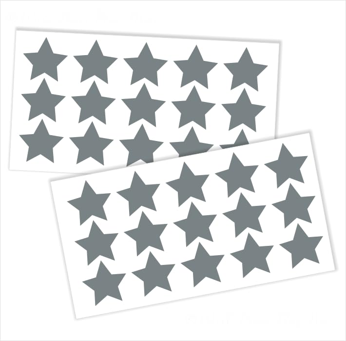 2-Inch Star Decal Set - Storm Gray Removable Wall Stickers for Kids' Bedroom & Classroom Decor - Peel and Stick Art for Nursery, Playroom & Bathroom - 30pc DIY Decorative Stickers for Walls, Windows & Furniture