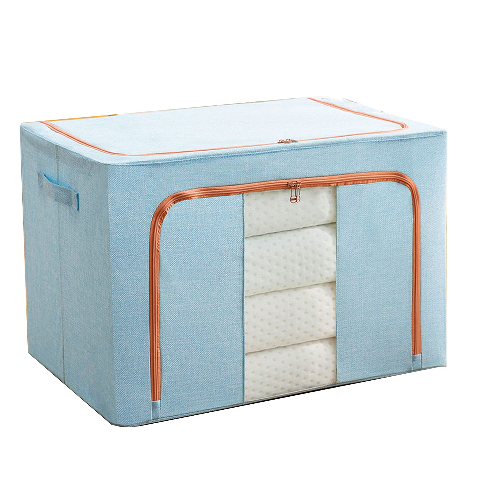 Bewinch Large Capacity Clothes Storage Bags with Steel Frame - Foldable Organizer for Clothes, Comforters, Blankets & Duvets | Clear Window & Reinforced Handles | Perfect for Closet Organization & Seasonal Storage