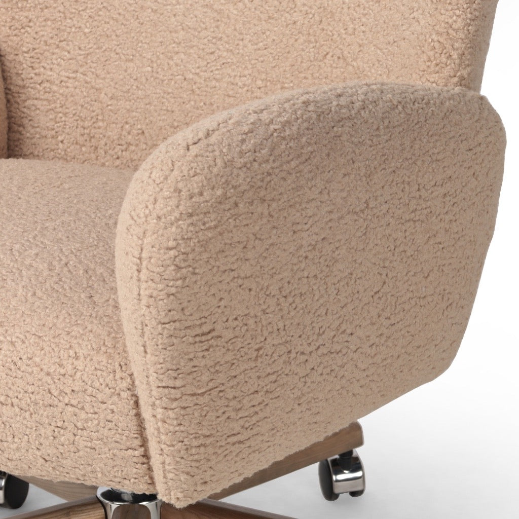 Premium Cade Desk Chair with Soft Sheepskin & Camel Leather - Ergonomic Office Chair for Home & Workspace Comfort
