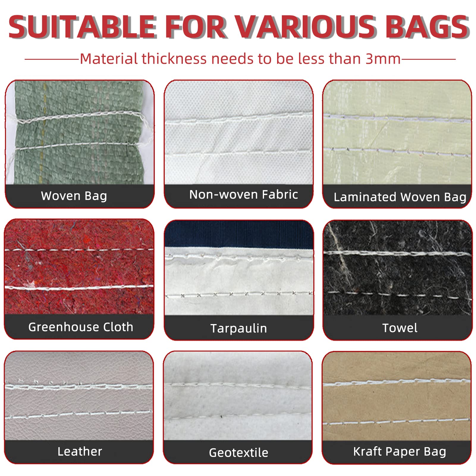 Electric Bag Sewing Machine - Industrial Handheld Bag Closer & Stitcher GK9-900 for Woven Rice Bags, Leather Bags | Portable Bag Sealing Tool for Packaging, Agriculture & Food Industry Use