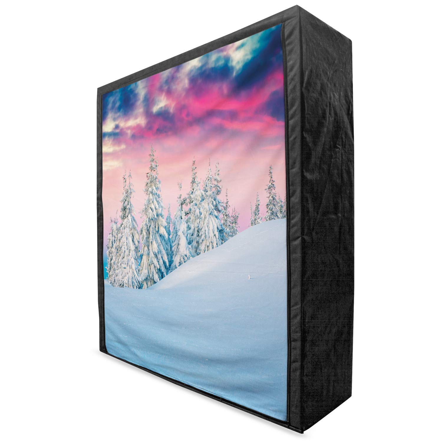 Ambesonne Winter Portable Fabric Wardrobe - Snowy Mountain Pine Forest Design, 59