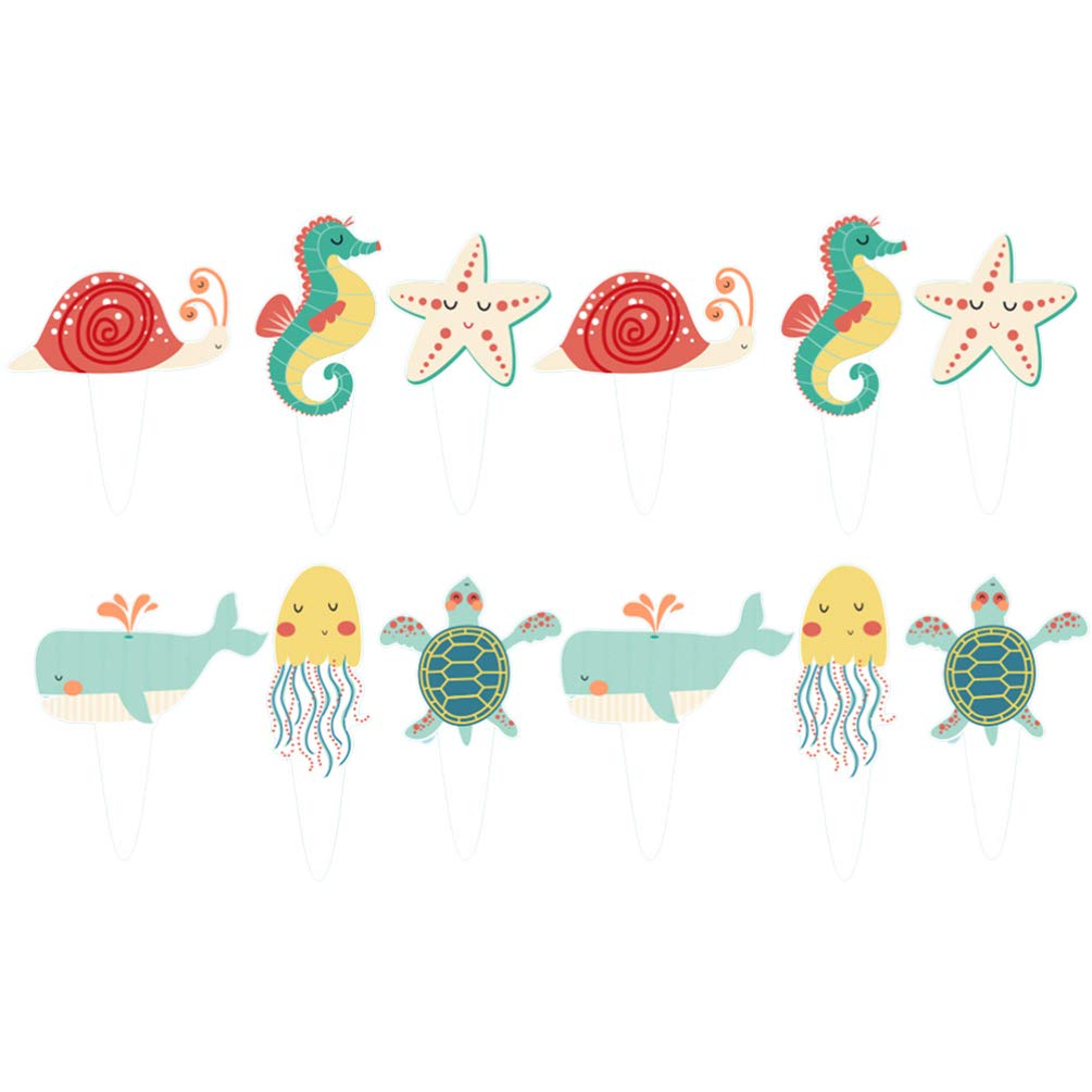 PRETYZOOM 24pcs Ocean Animal Cake Toppers - Birthday Cake Decorations for Kids, Cupcake Picks, Underwater Theme Party Supplies (Perfect for Birthday Cakes, Cupcakes, Baby Showers & Ocean-Themed Parties)