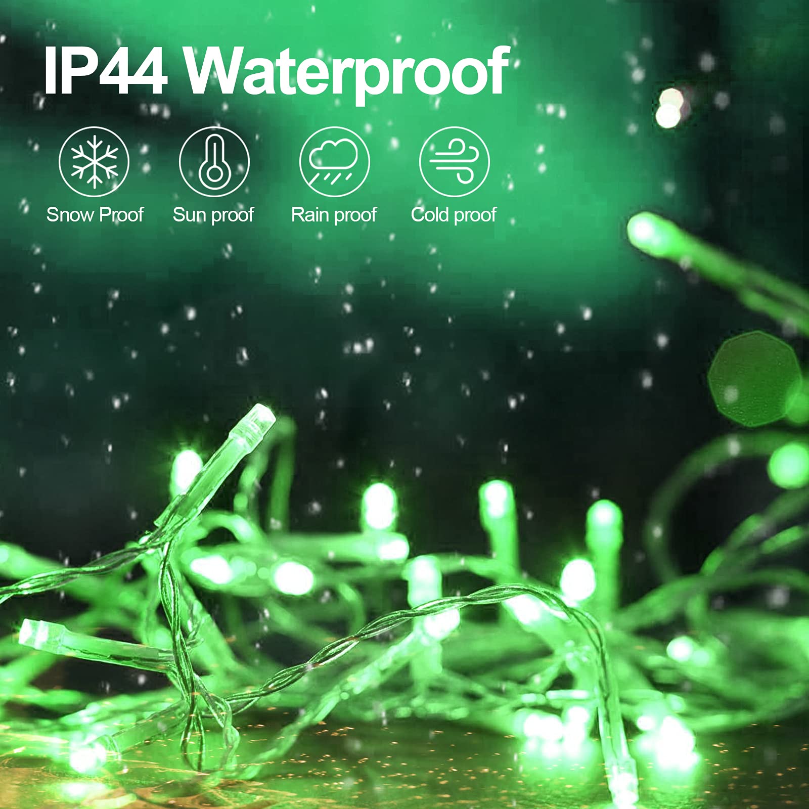 JXLEDAYY 1000 LED Christmas Lights Outdoor Waterproof - 403 FT Super Long Fairy String Lights with 8 Modes & Timer, Clear Wire for House, Tree, Patio, Yard, Wedding, Party (Green) - Perfect for Holiday Decorations, Garden Lighting, and Festive Events