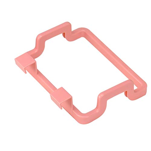 Sifanny Hidden Trash Can Holder for Kitchen Cabinets - Pink Plastic Garbage Bag Dispenser & Towel Rack - Space Saving Under Sink Organizer for Bathroom, Laundry Room & Office
