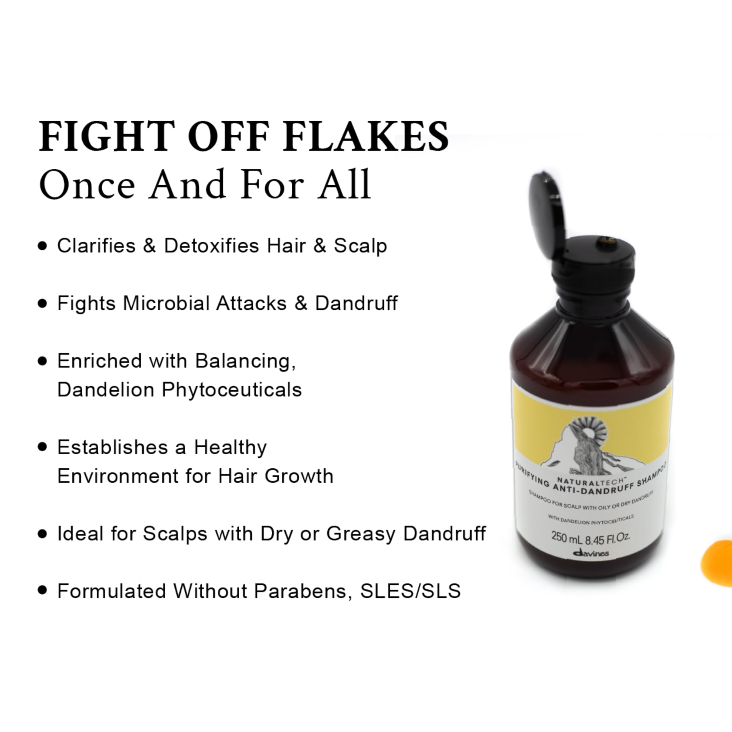 DAVINES Natural Tech Purifying Shampoo for Oily Scalp & Hair - 250ml Detoxifying Clarifying Shampoo - Vegan & Sulfate-Free Hair Care for Daily Use at Home or Salon