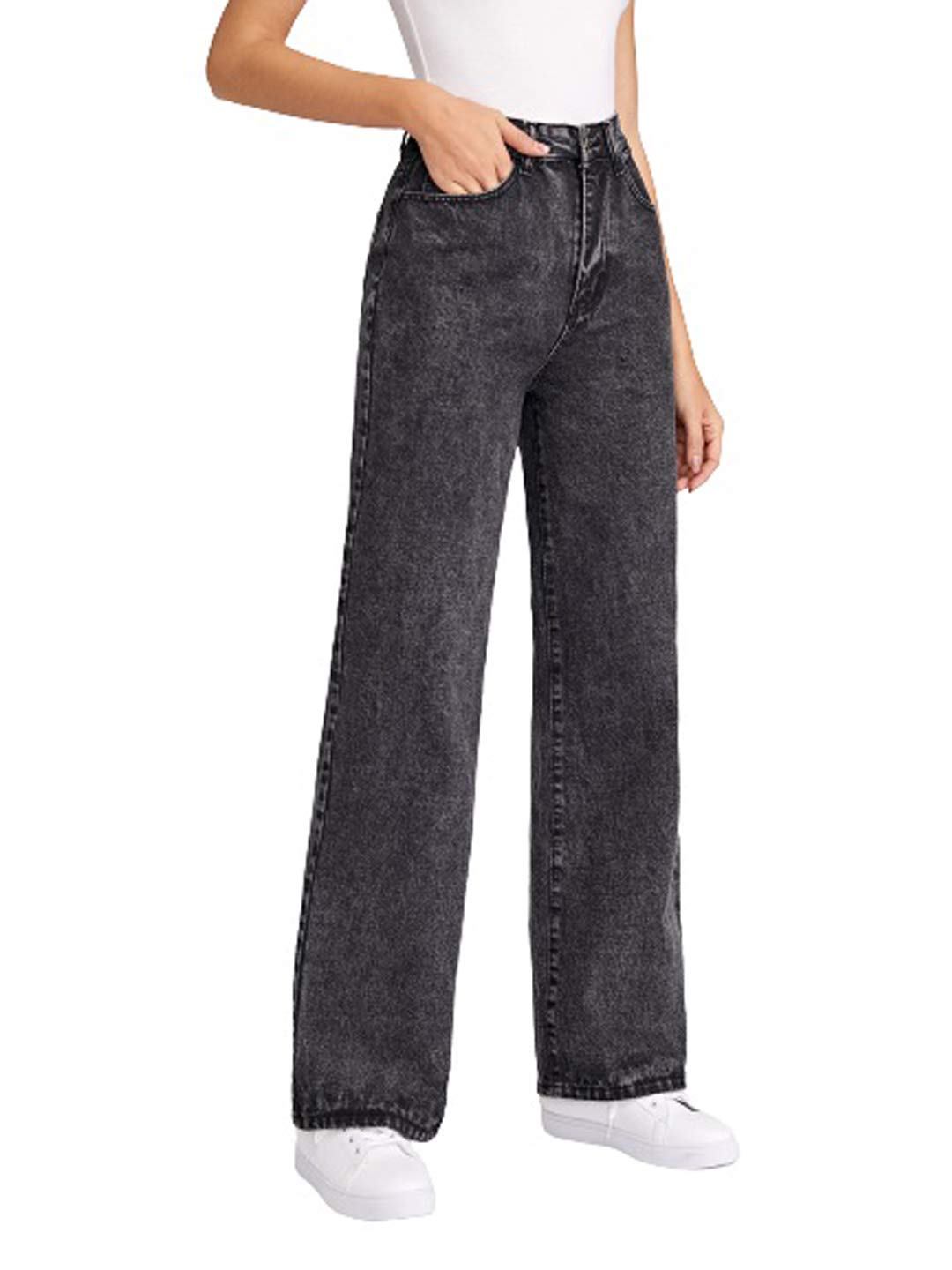 KOTTY Women's High Rise Relaxed Fit Cotton Lycra Blend Ankle Length Jeans - Comfortable Stretchy Skinny Pants for Casual Wear, Work & Everyday Outfits