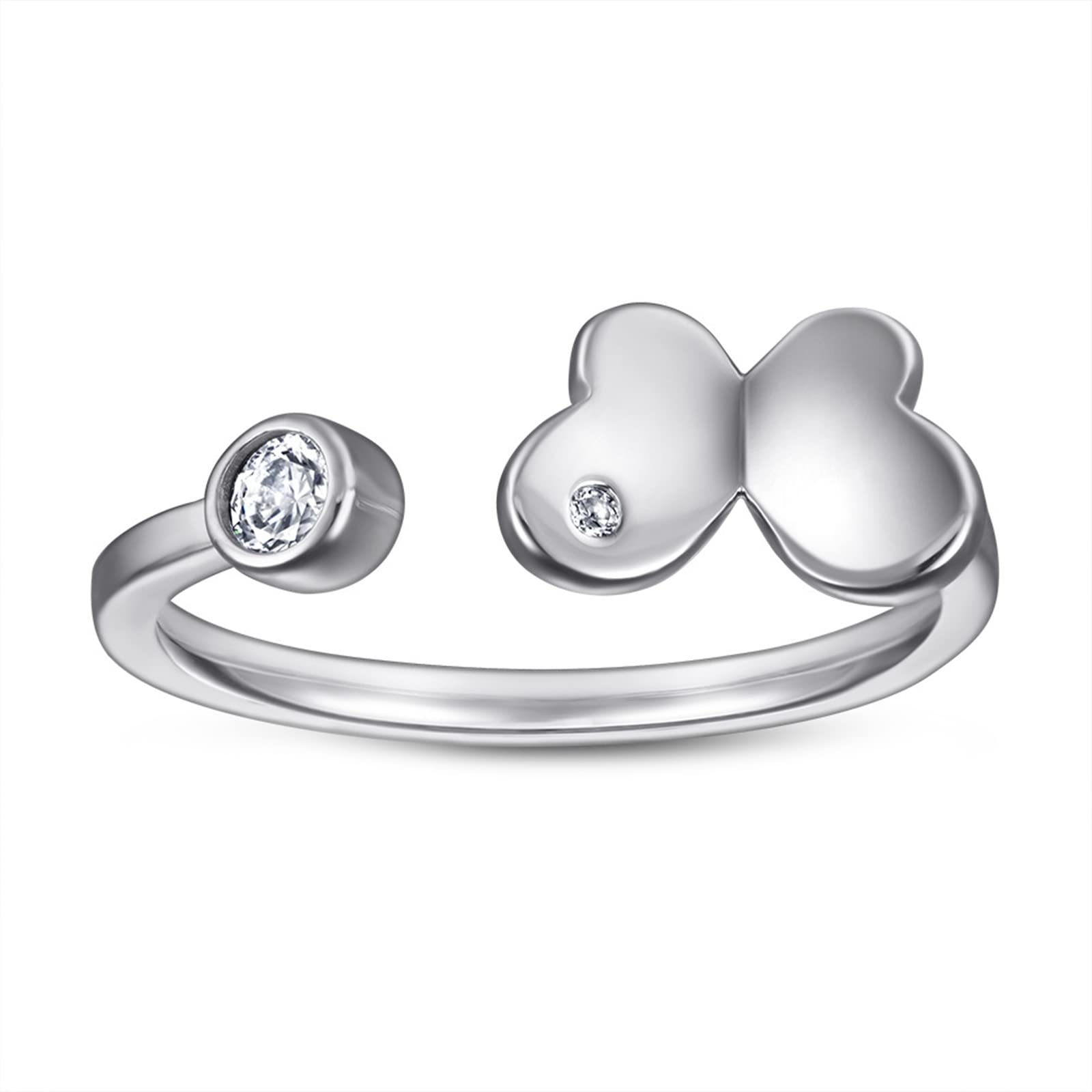 925 Sterling Silver Women's Promise Rings with 3MM Cubic Zirconia - Butterfly Open Round Ring for Girlfriend, Anniversary, Valentine's Day Gift - Perfect for Engagements, Weddings & Special Occasions