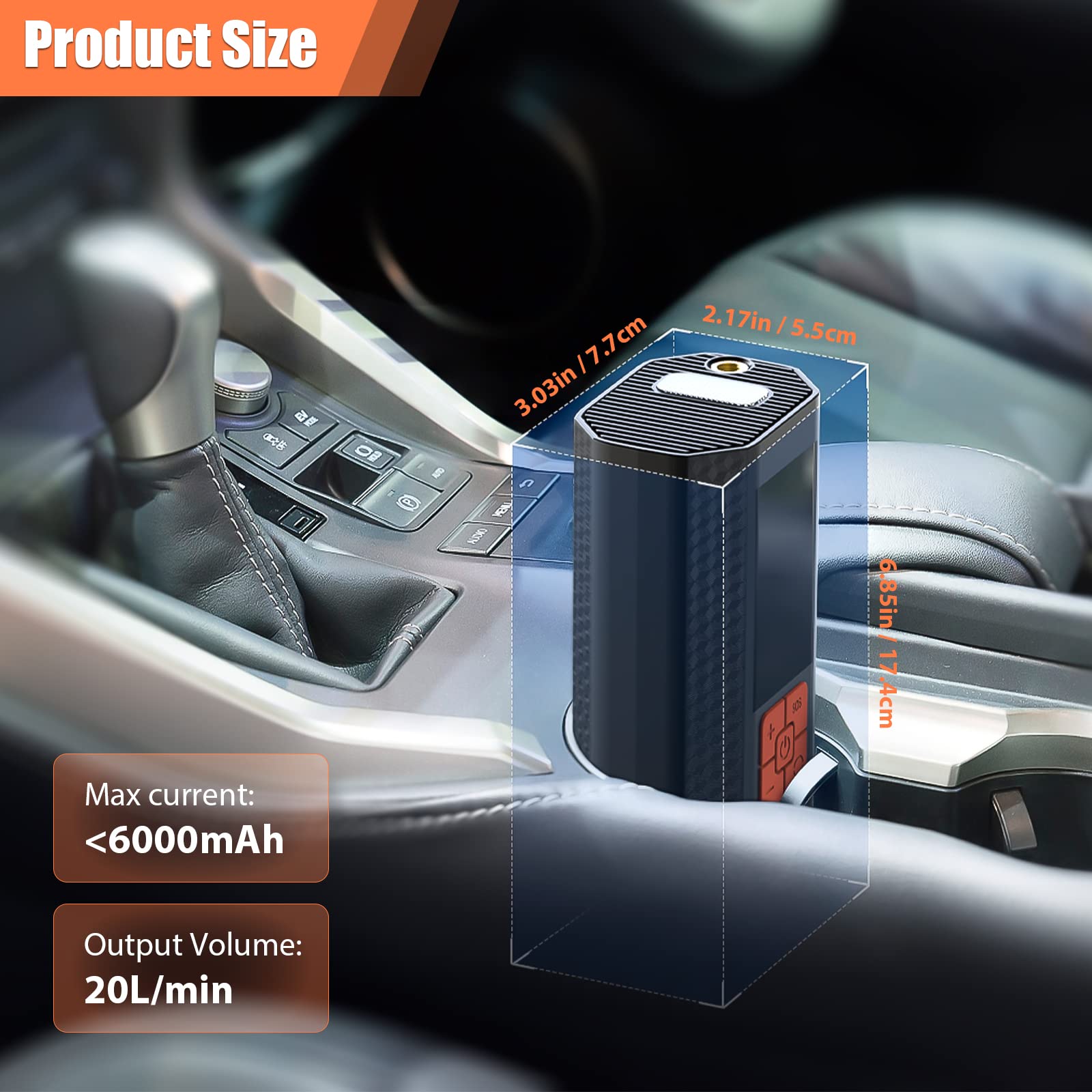 Portable Air Compressor for Car Tires - 150PSI Electric Tire Inflator with LED Light - Universal Air Pump for Motorcycle, E-Bike & Bicycle - Perfect for Road Trips, Emergency Flat Tires & Home Garage Use