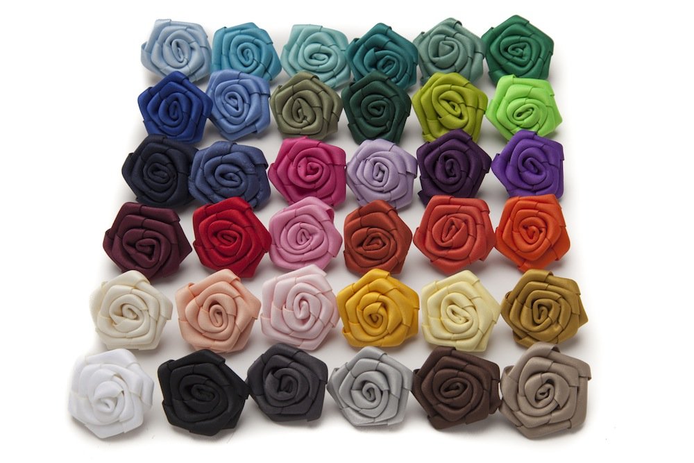 Jacob Alexander Satin Open Rose Lapel Flower Boutonniere - Elegant Wedding, Prom, Bridal Party & Formal Event Accessory for Men's Suits & Tuxedos
