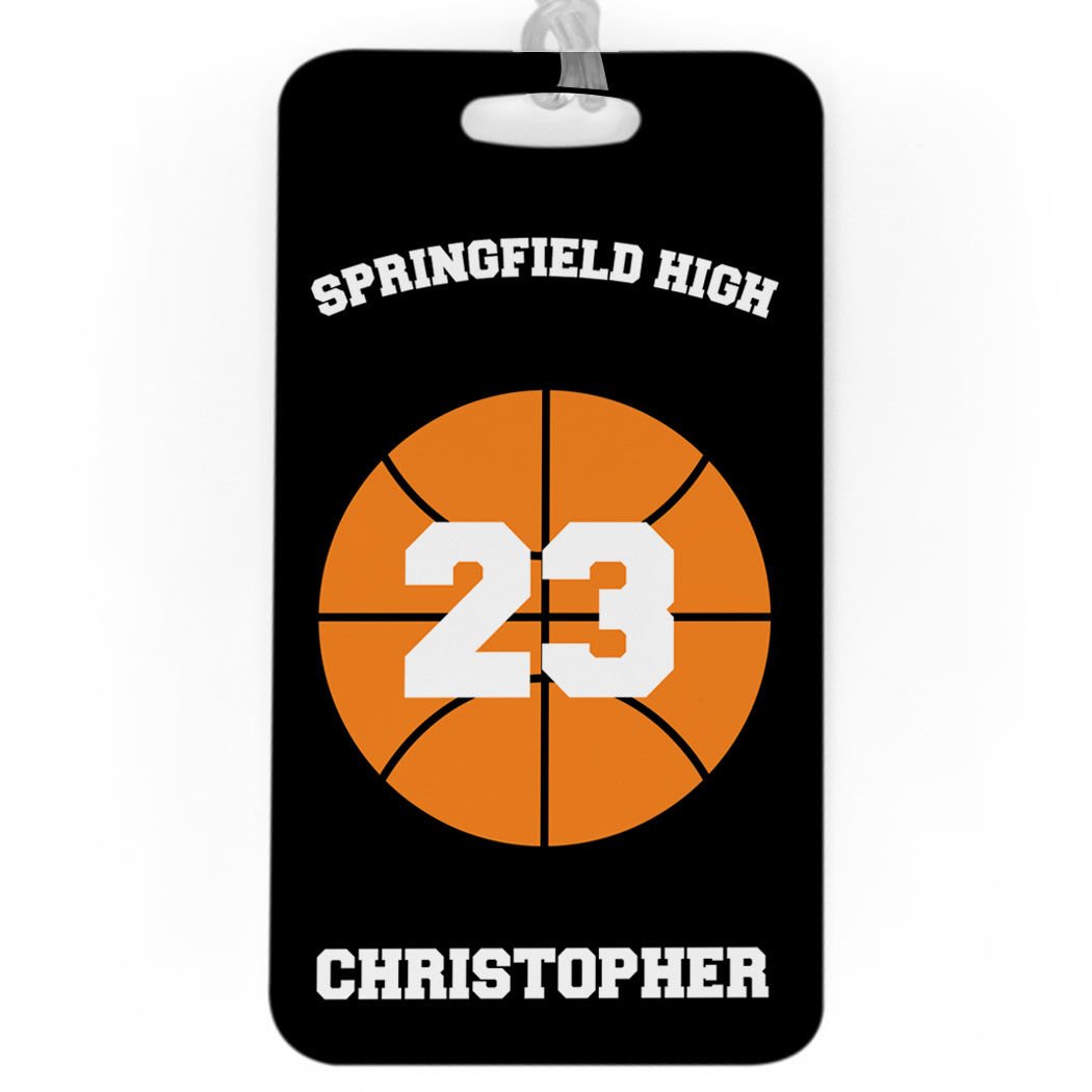 Personalized Basketball Team Luggage Tag - Large Black Sports Bag Tag for Travel & Gym | Perfect for Basketball Fans, Team Gifts & Travel Accessories