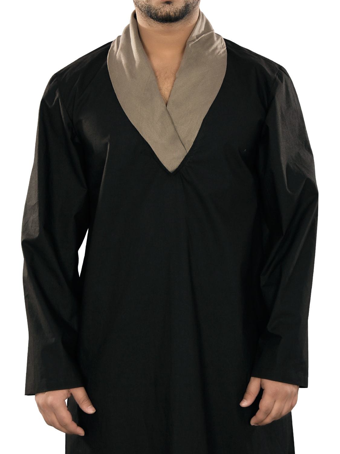 Afzal Black Galabiyya - Traditional Islamic Robe for Men - Comfortable & Stylish Prayer Dress for Mosque & Home Wear