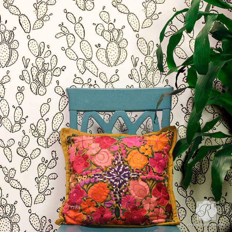 Everlasting Cacti Bonnie Christine Wall Stencil - Reusable DIY Home Decor Stencil for Walls, Furniture & Crafts - Perfect for Bedroom, Nursery & Boho Home Decor
