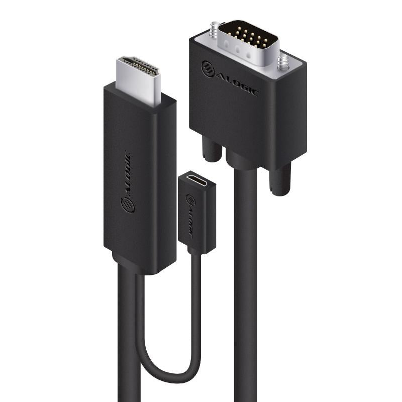 Alogic HDMI to VGA Cable 6.6ft (2m) - High Speed Adapter for Laptop, PC, Monitor, Projector - Ideal for Home Office, Presentations & Gaming Setup
