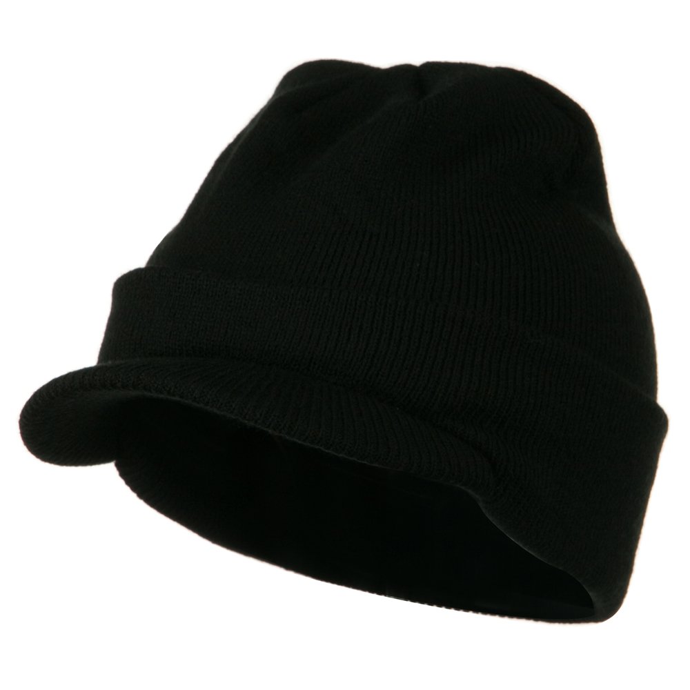 Stylish Cuff Knitted Beanie with Visor Bill - Winter Warm Hat for Men & Women - Perfect for Outdoor Activities, Skiing, and Casual Wear