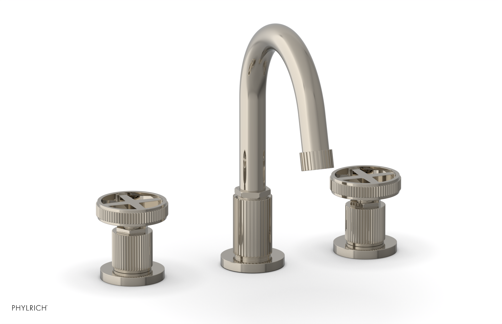 DUSTRIE Widespread Bathroom Faucet - Cross Handle Design with Grooved Detailing (Model 370-01) - Perfect for Modern Vanities and Luxury Home Renovations