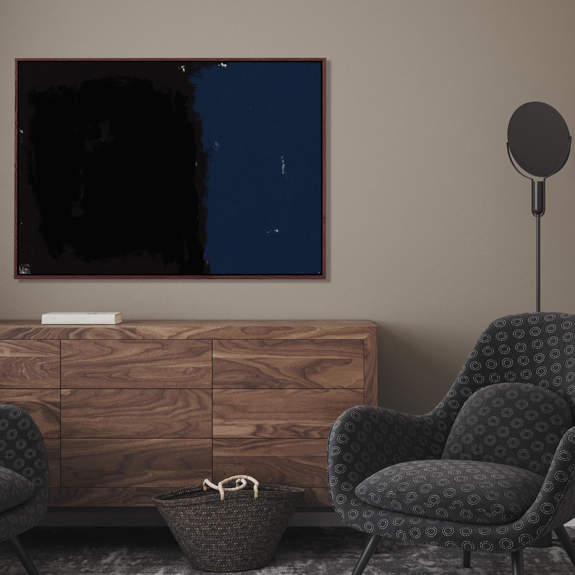 Worn Darkness Framed Canvas Wall Art - Gothic Home Decor for Living Room, Bedroom & Office - Vintage Aesthetic Painting for Dark Academia & Gothic Interiors