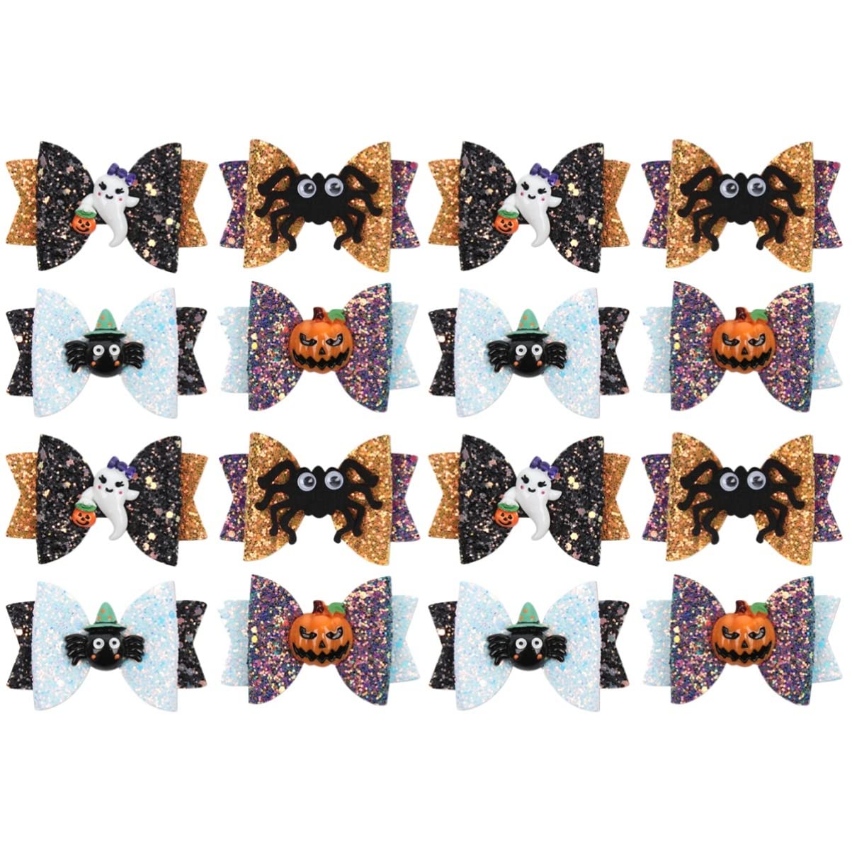 Lurrose 16-Piece Halloween Hair Clips Set - Pumpkin Hair Barrettes, Bows & Glitter Hair Accessories for Kids & Adults - Perfect for Halloween Costumes, Parties & Dress-Up