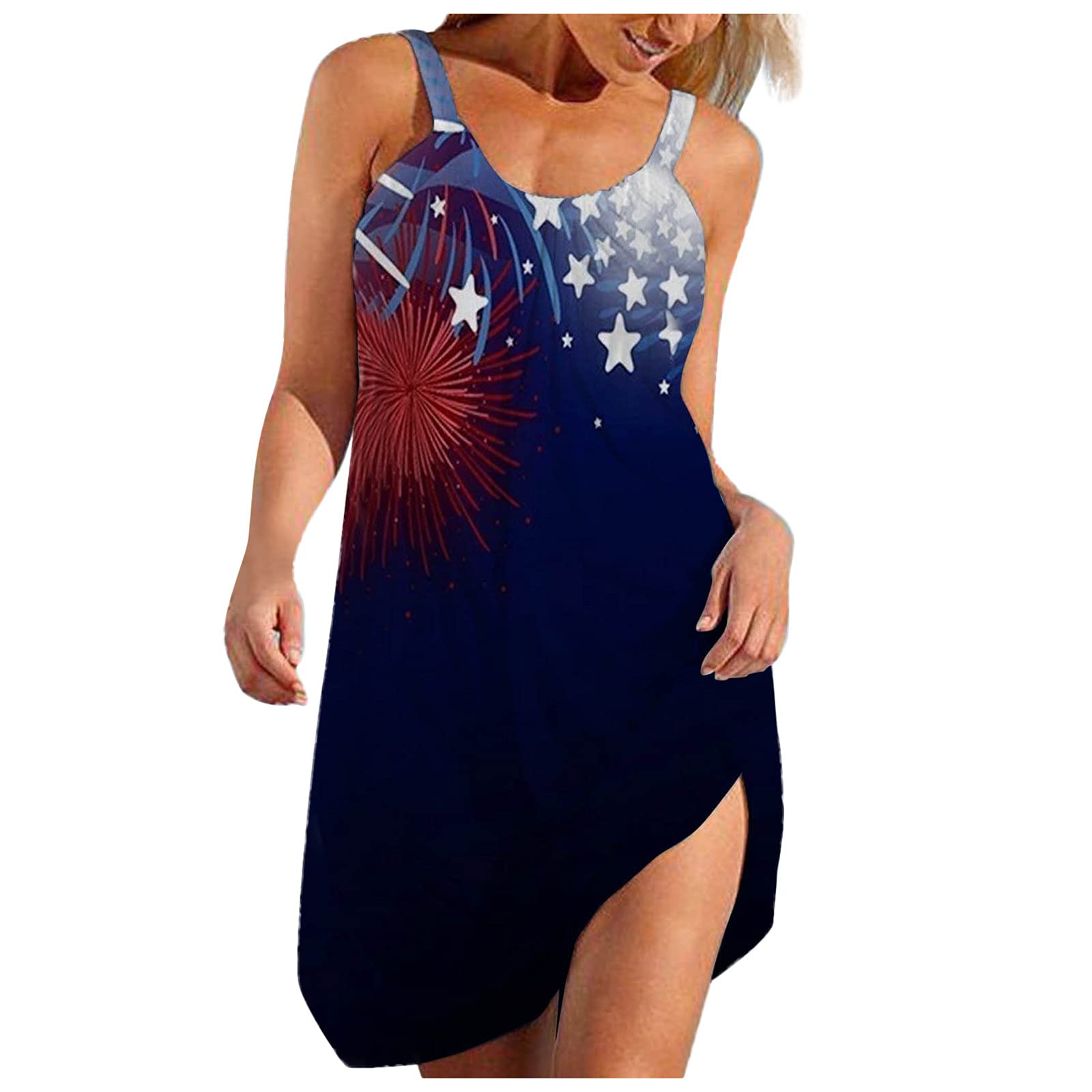 AODONG Women's Floral Print Summer Sundress - Sleeveless Casual Boho Beach Tank Dress for Vacation, Pool Party & Outdoor Activities