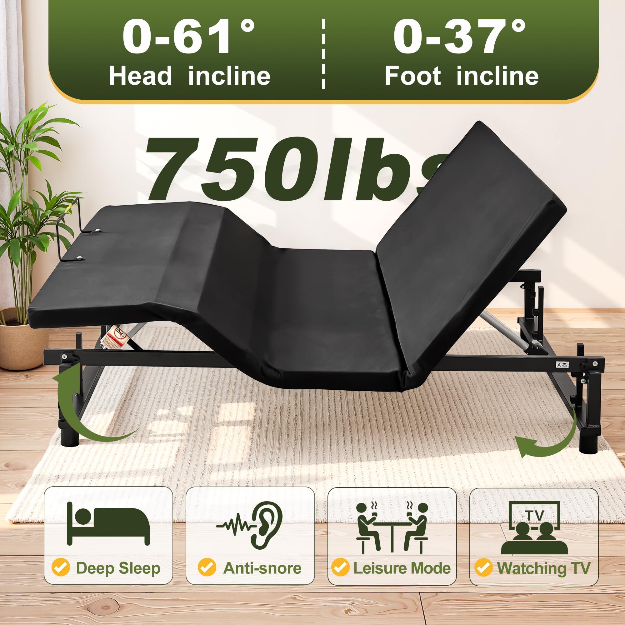 Adjustable Bed Frame with Head & Foot Incline - Zero Gravity Position, Wireless Remote Control, Quiet Durable Motor - Full Size Bed Base for Enhanced Comfort & Better Sleep | Perfect for Home, Hospital & Recovery Use