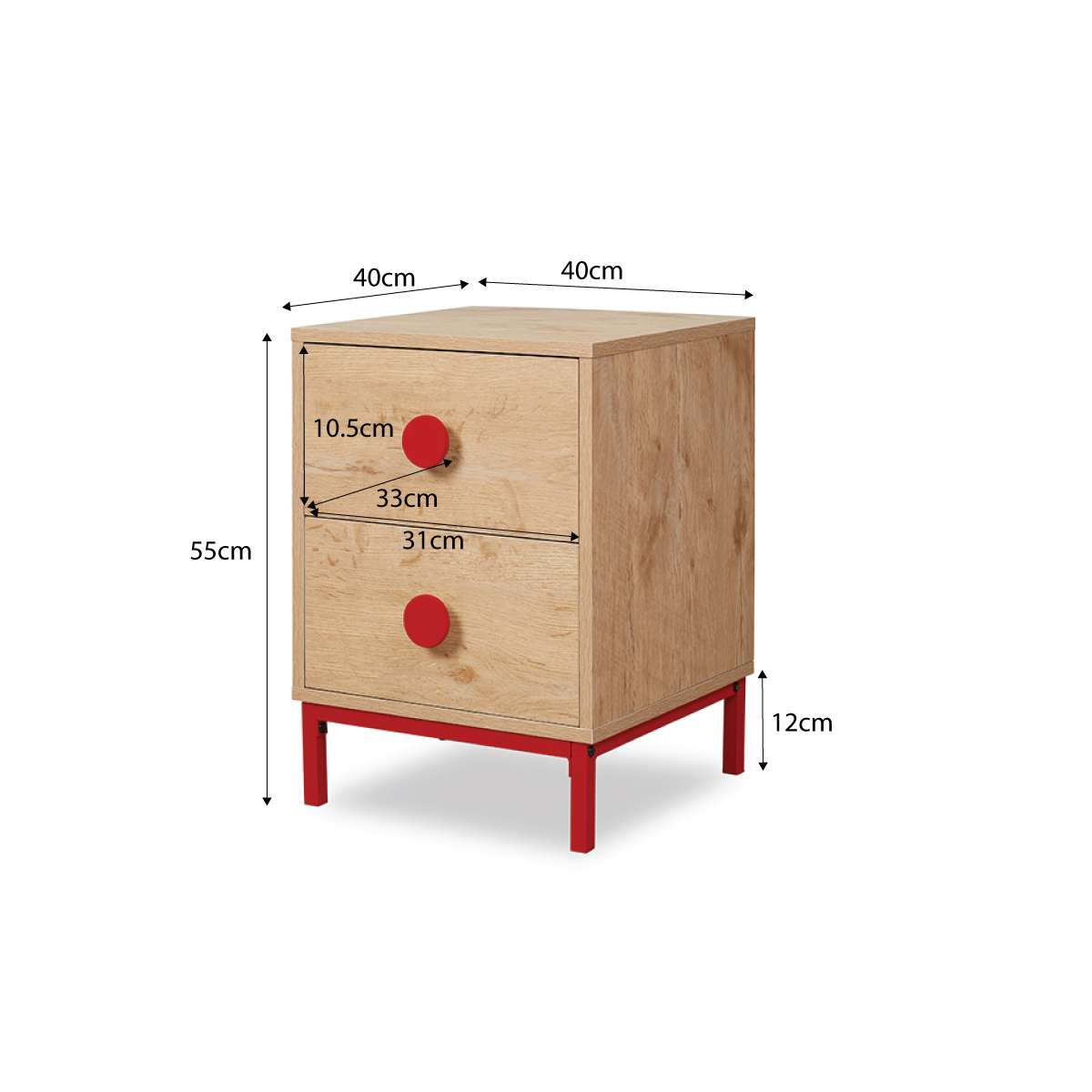 Modern Red Spotty Bedside Table - Compact Nightstand with Drawer for Bedroom, Living Room, or Dorm - Stylish Storage Solution for Books, Lamps, and Essentials
