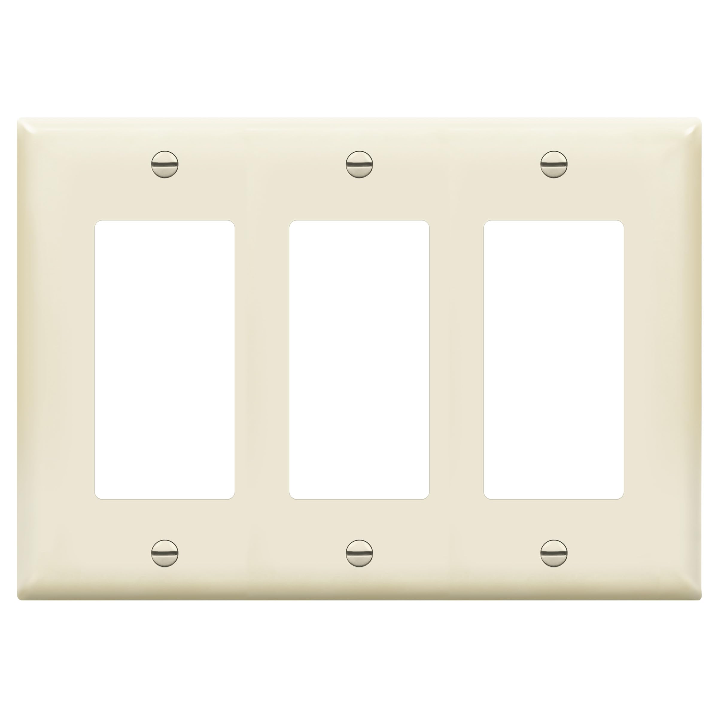 ENERLITES 3-Gang Decorator Light Switch Wall Plate, Gloss Finish Light Almond, 4.50