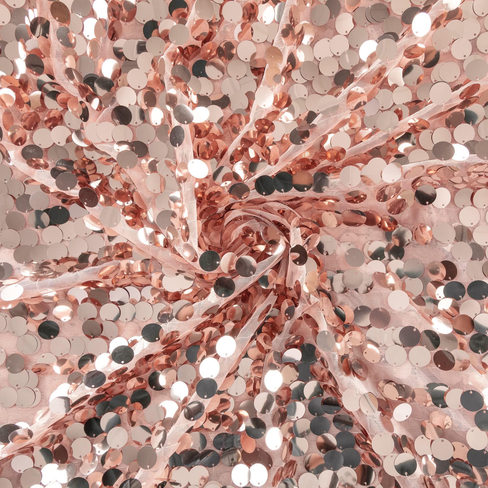 1 Pc, 10 Yards Large Payette Sequins Fabric Bolt - Blush/Rose Gold for Custom Tablecloth Sizes, Drapes, Backdrops, Bouquet Wraps, Ceiling Decor | Wedding, Party, Home Decor, DIY Crafts, Event Decoration