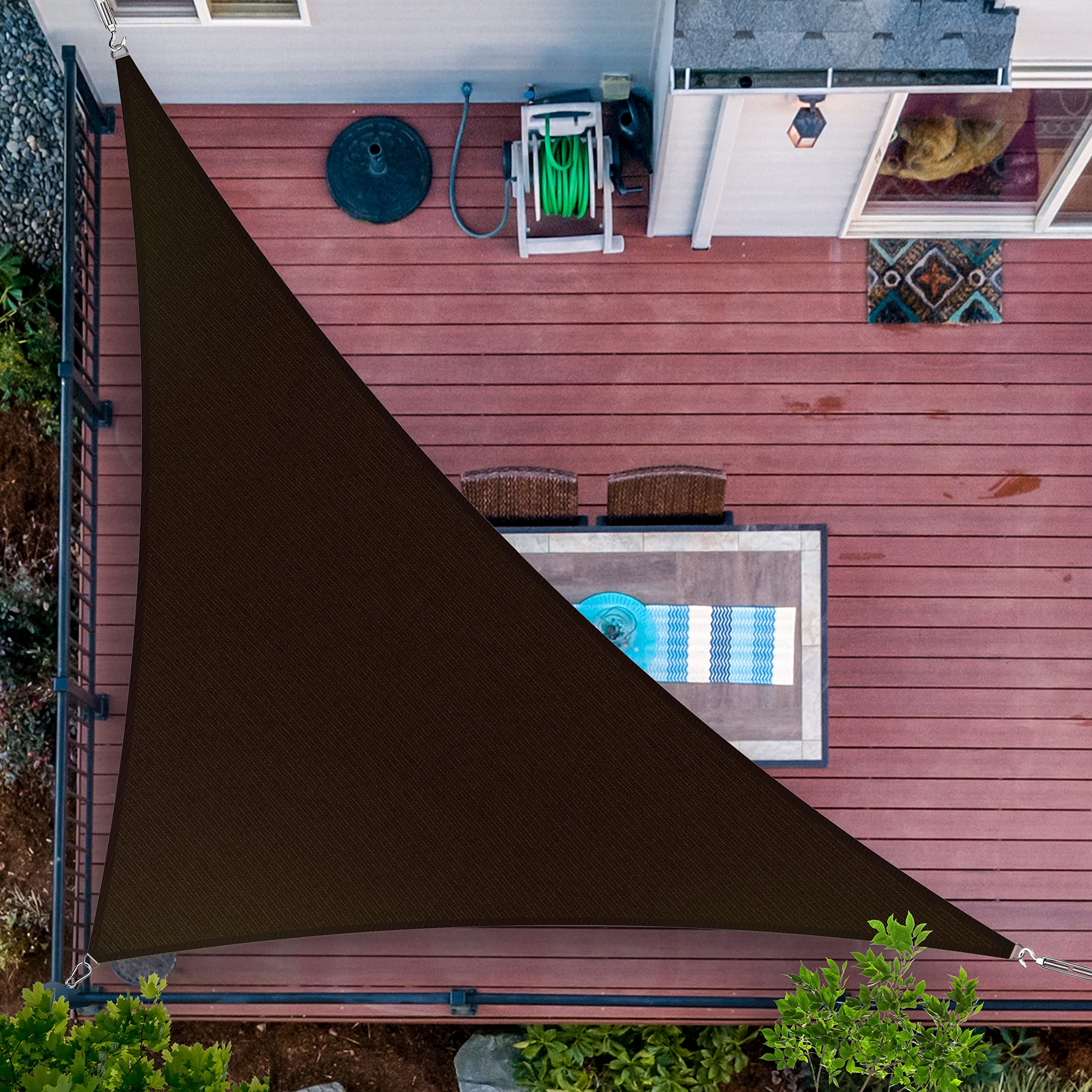 ShadeMart 14' x 23' x 26.9' Brown Triangle Sun Shade Sail - UV Resistant & Water/Air Permeable Canopy Fabric for Outdoor Patio, Carport, Garden, Pool & Backyard (Custom Sizes Available)