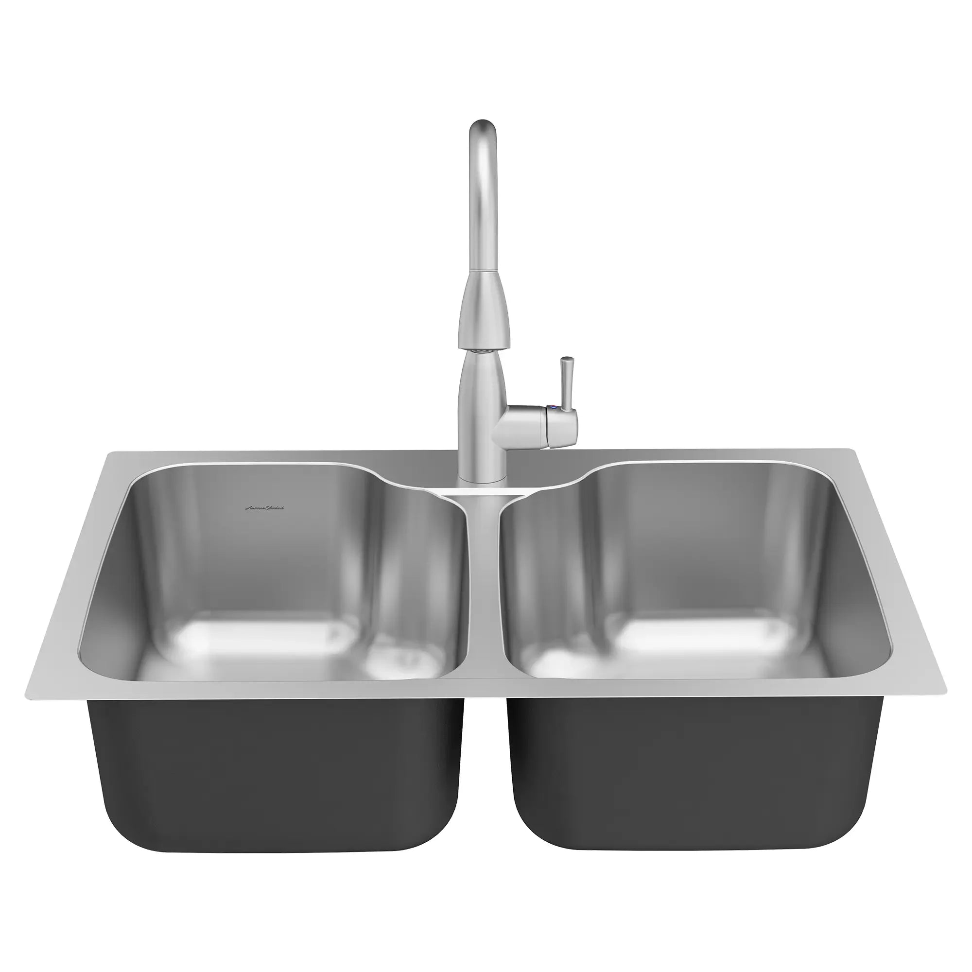 Fairacres® 33 x 22 Inch Stainless Steel 1 Hole Dual Mount Double Bowl Kitchen Sink with Pull Down Faucet - Perfect for Modern Kitchens, Dishwashing & Food Prep
