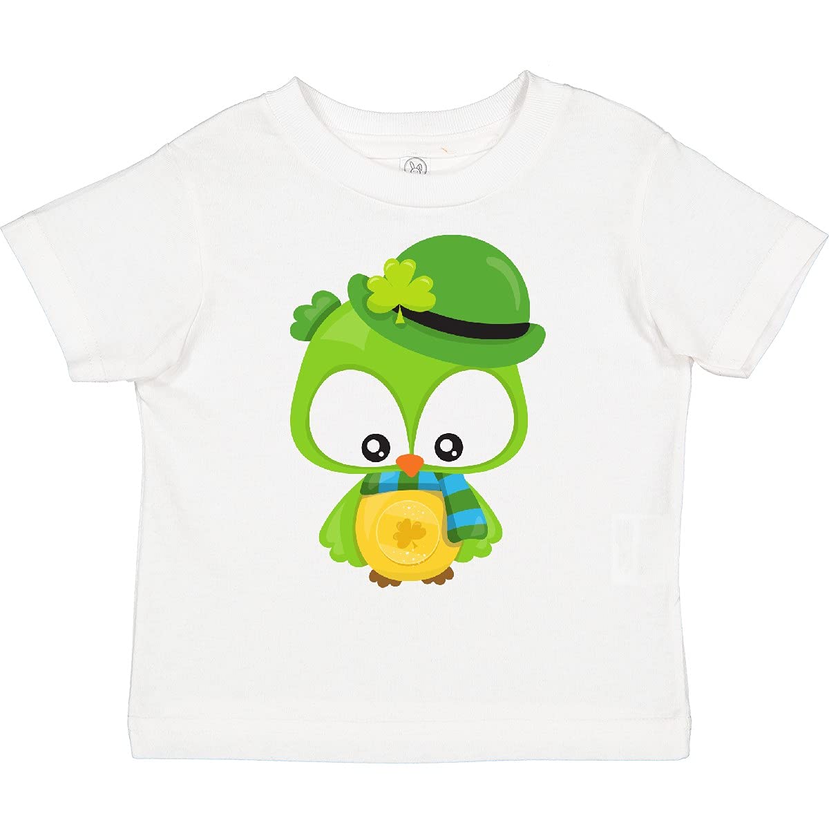 St. Patrick's Day Owl & Clovers Toddler T-Shirt | Cute Leprechaun Hat Design | Green Irish-Themed Kids Apparel for Holiday Parties & Family Gatherings