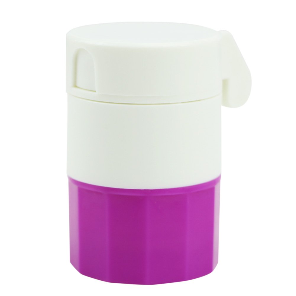 LING'S SHOP 4-in-1 Pill Crusher Grinder, Tablet Splitter Cutter with 4-Layer Storage Box - Portable Medicine Organizer for Travel, Home & Pharmacy Use (Purple)