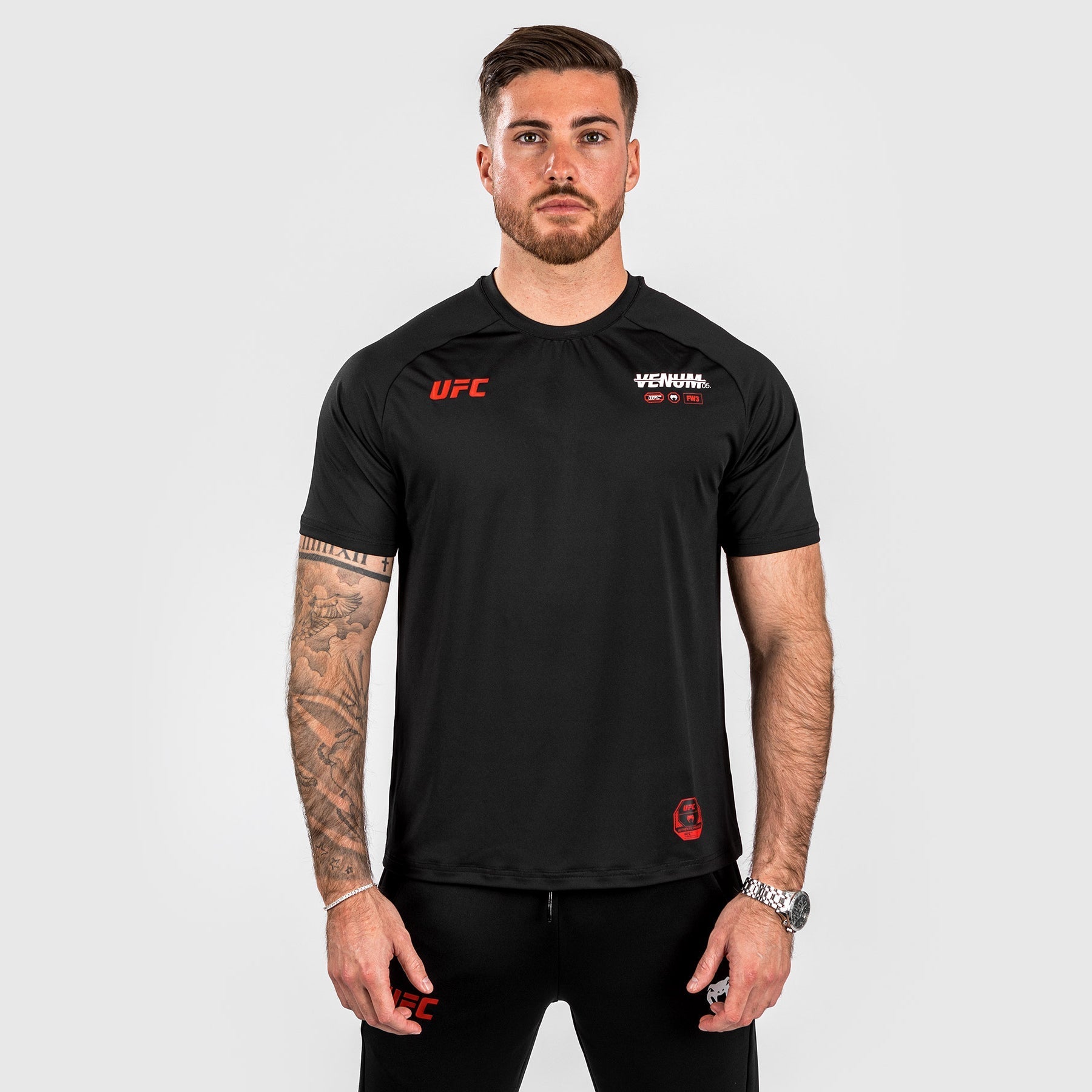 Venum UFC Adrenaline Fight Week Men's Dry Tech Performance T-Shirt - Moisture Wicking Workout & Training Shirt for MMA, Boxing & Gym - Black