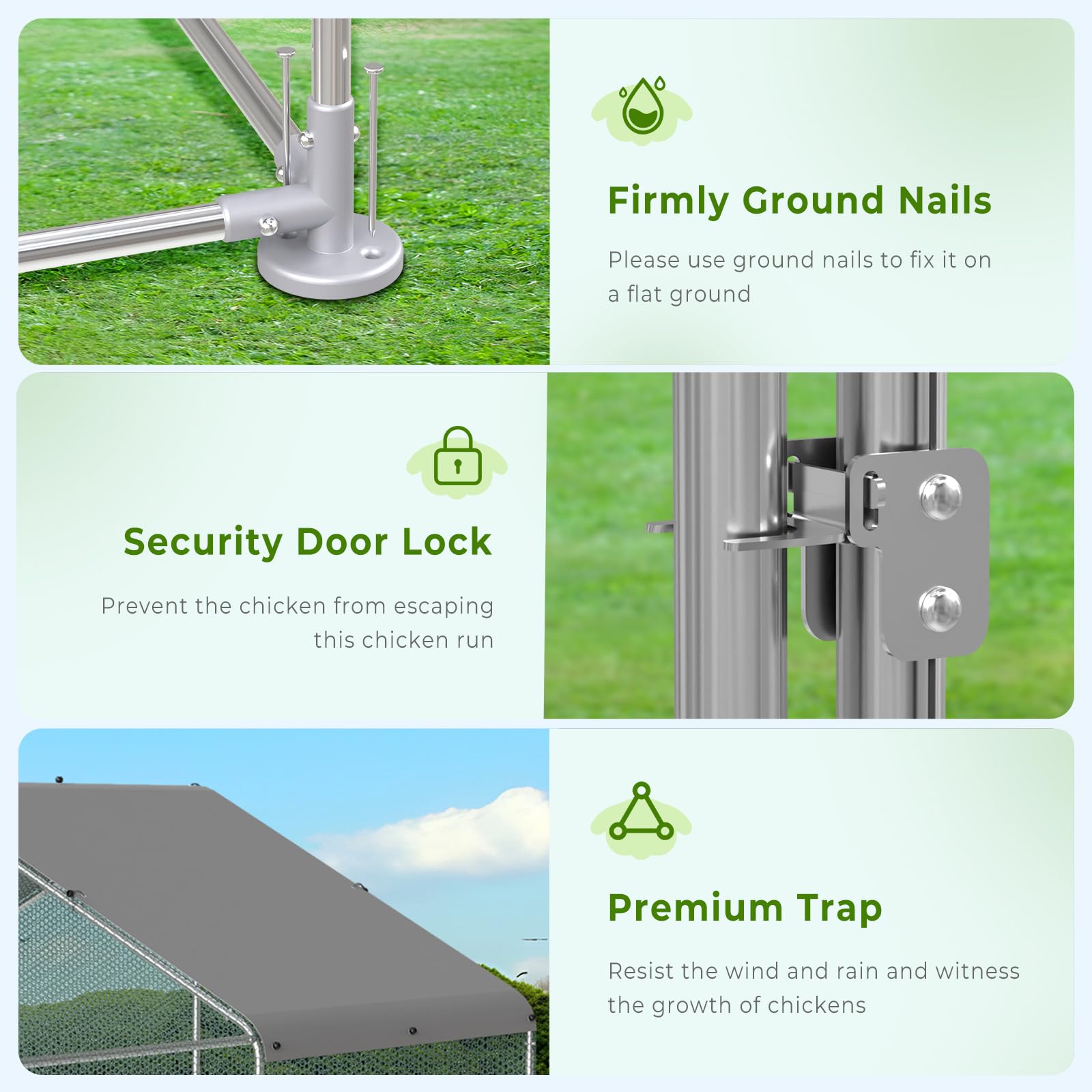 10x13FT Large Metal Chicken Run Coop - Walk-in Poultry Cage House for Backyard with Waterproof Cover | Durable Outdoor Chicken Pen for Farm, Garden & Homestead Use | Perfect for Raising Chickens, Ducks & Small Animals