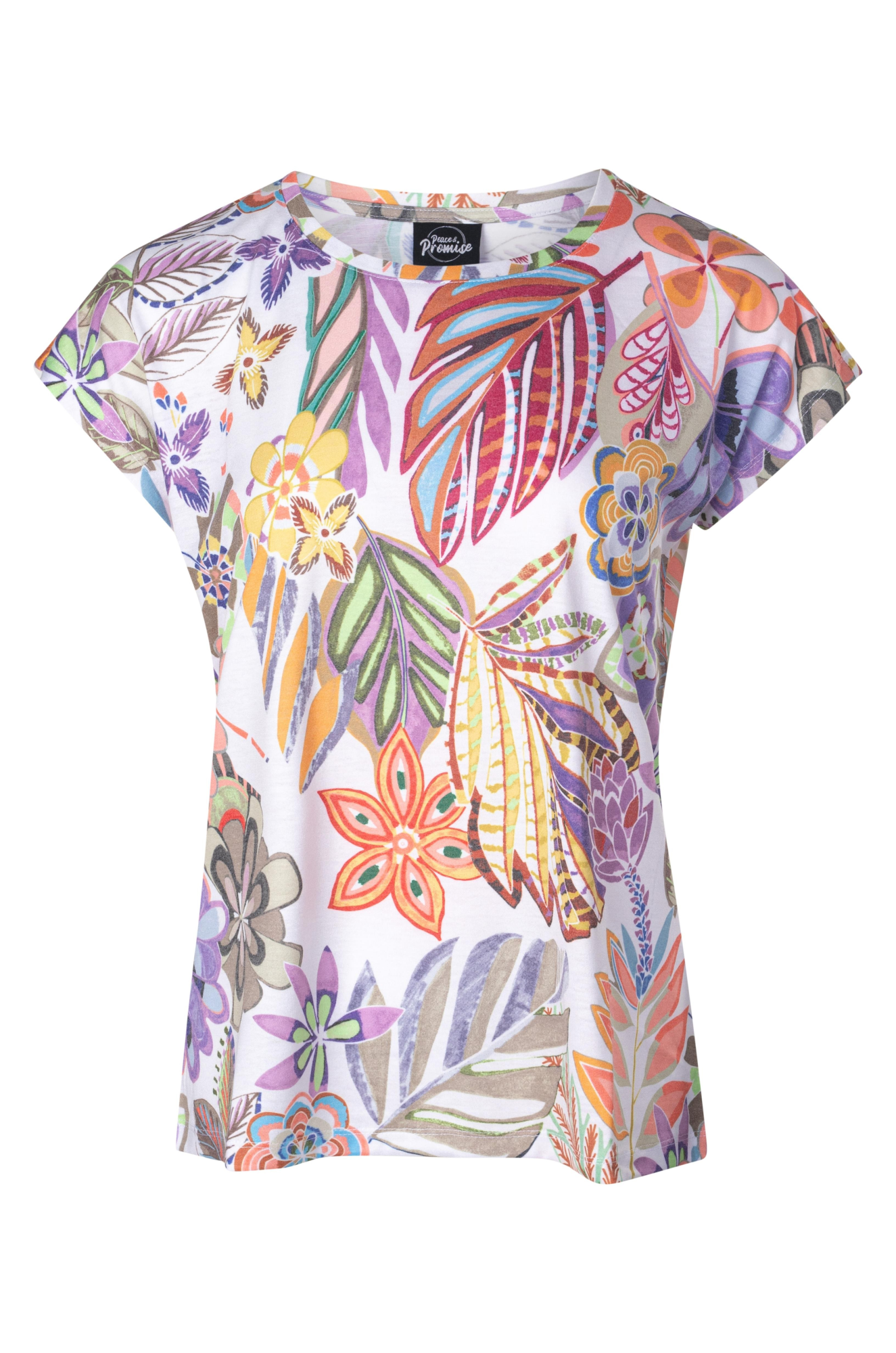 Printed Cap Sleeve Blouse with Tropical Palm Leaf Design - Women's Fashion Tops for Casual Wear, Beach Outfits & Summer Vacation Style