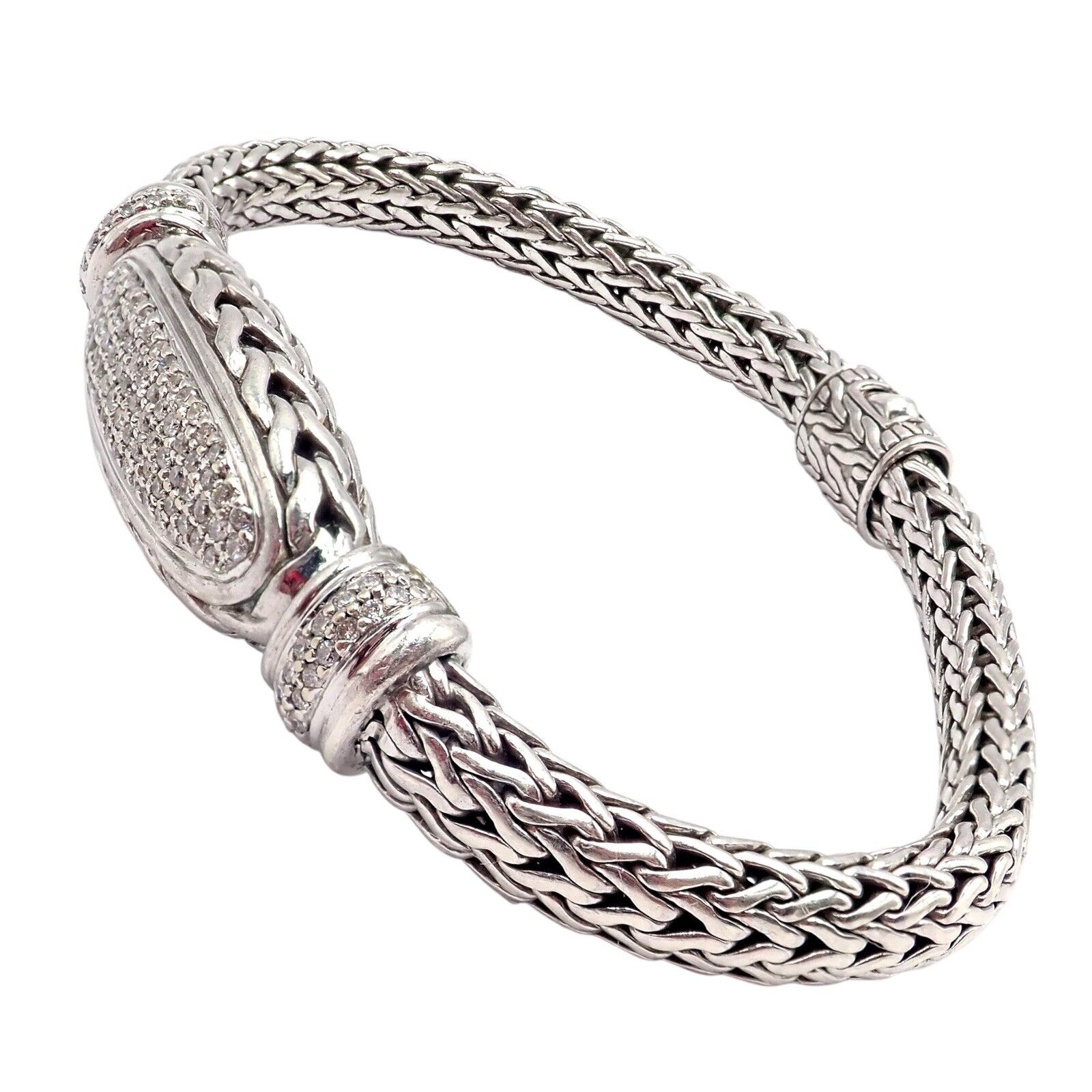 Authentic John Hardy Sterling Silver 18k Gold Plated 1 Carat Diamond Bracelet for Women - Size M - Perfect for Weddings, Anniversaries & Special Occasions