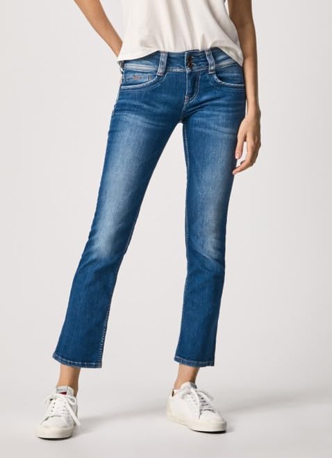 Pepe Jeans Women's Straight Leg Denim Jeans - Classic Blue Stretch Comfort Fit for Everyday Wear | Casual, Office & Weekend Outfits