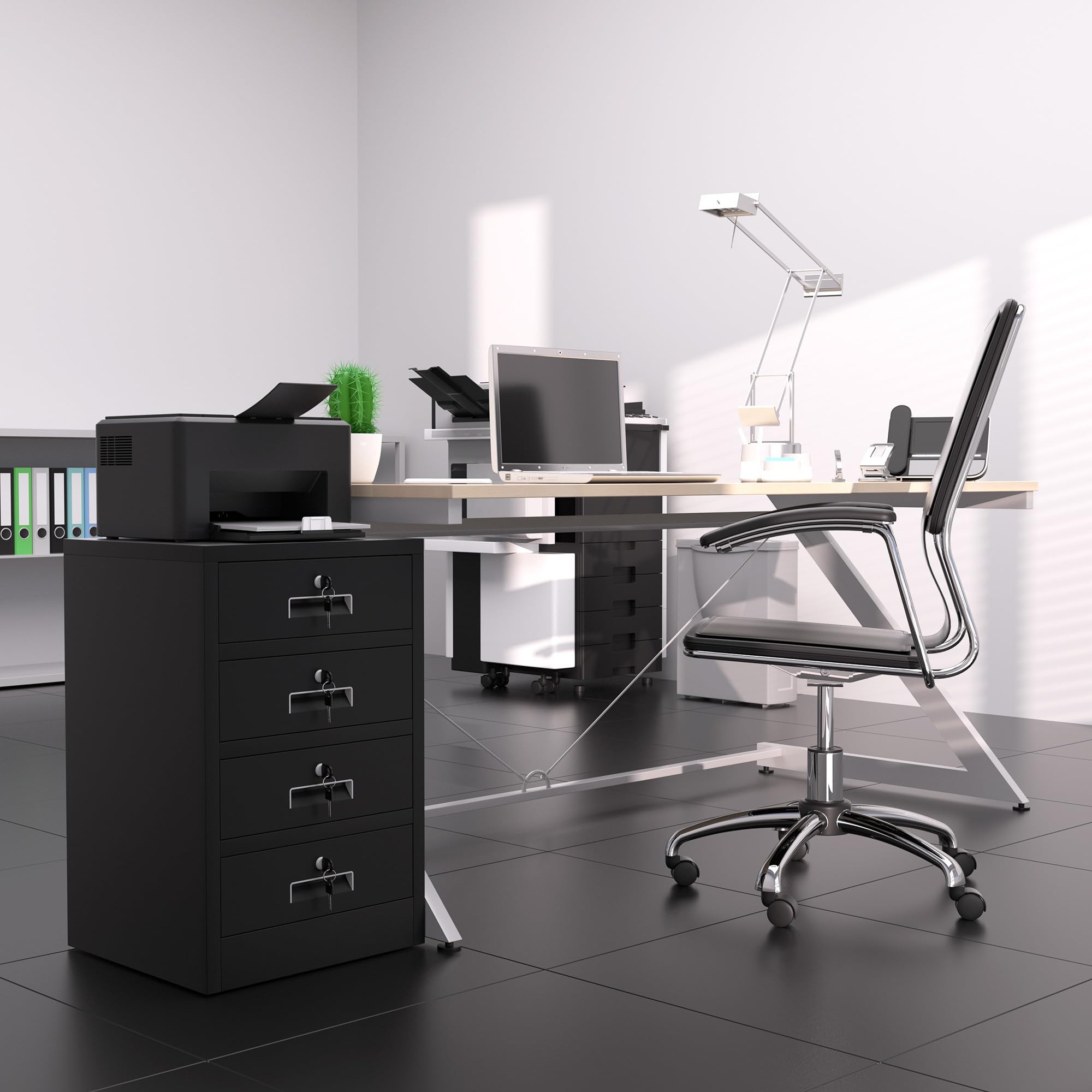 Sturdy Metal Storage Cabinet with Lockable Drawers - Secure Organizer for Home Office, Bedroom & Living Room (Black) | Perfect for Documents, Office Supplies & Home Organization