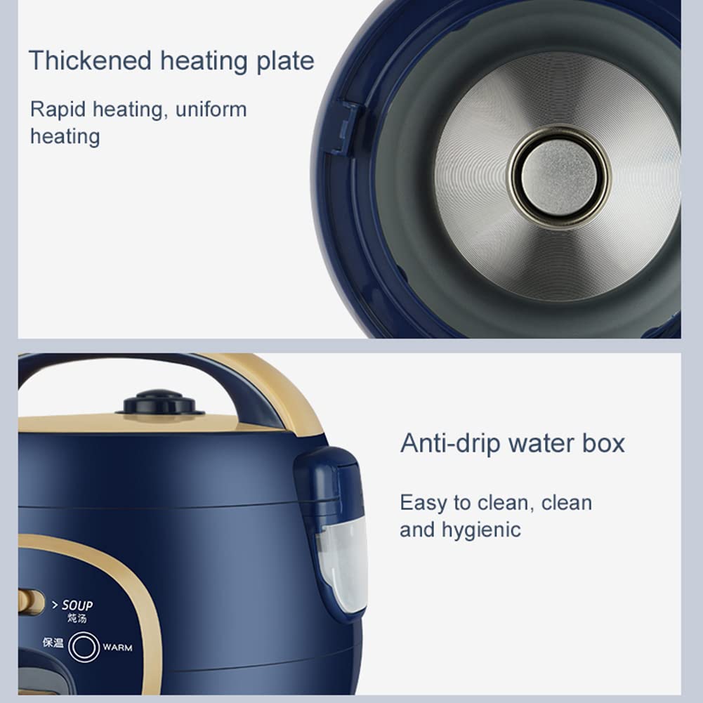 1.8L Mini Rice Cooker & Electric Lunch Box with Removable Non-Stick Pot | Keep Warm Function | Perfect for 1-3 People | 220V | Green | Ideal for Dorm, Office, Travel & Small Kitchens