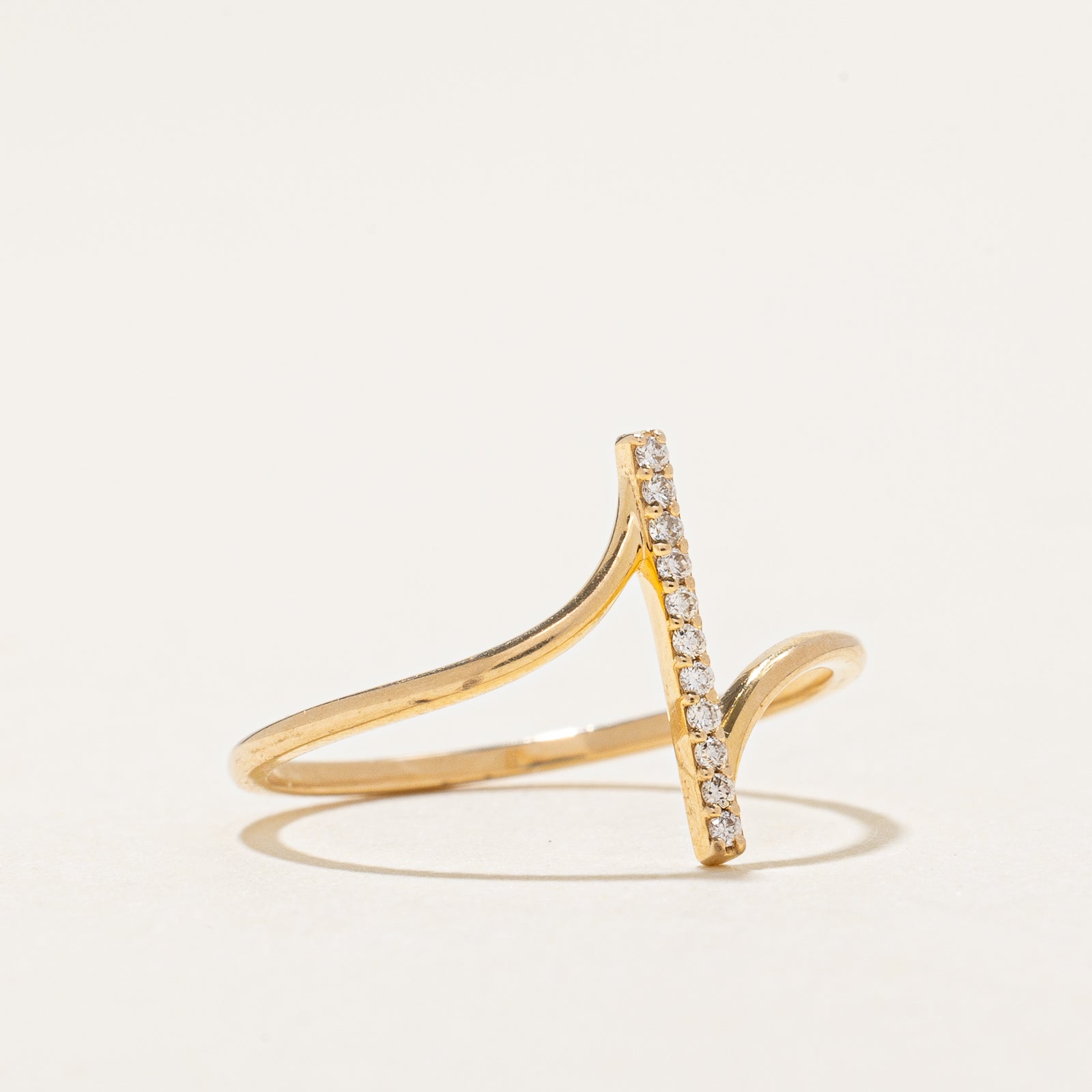 0.03ctw Diamond Column Bypass Ring - Size 5.25 | Elegant Wedding Band, Anniversary Gift for Her | Perfect for Engagements, Proposals & Special Occasions