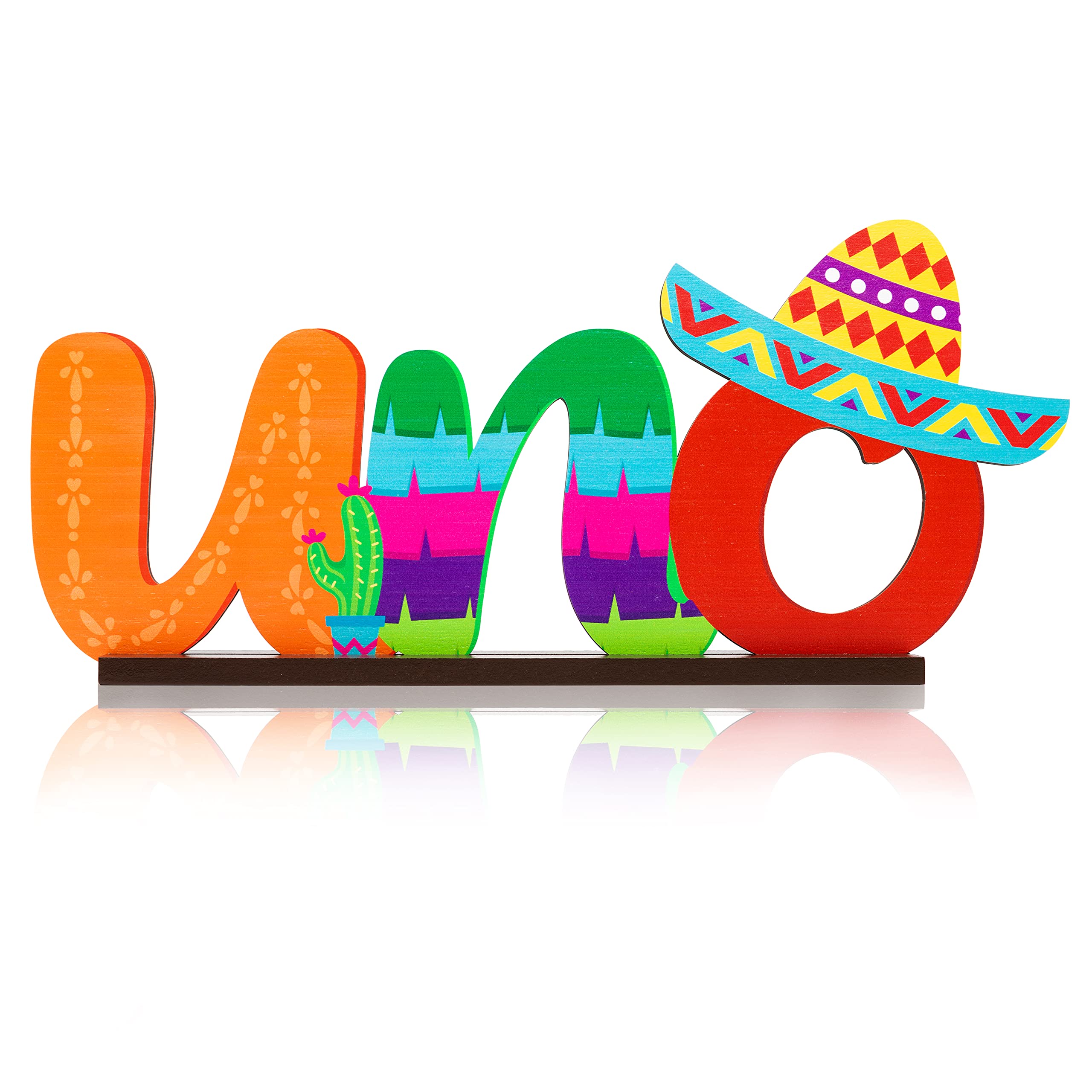 PANTIDE Mexican Fiesta UNO Wooden Letter Sign - Taco Bout 1st Birthday Party Decor for Baby Boy & Girl, Cinco De Mayo Celebration, Baby Shower & Cake Smash Photo Props - Perfect for First Birthday Parties, Mexican Themed Events & Festive Table Centerpieces