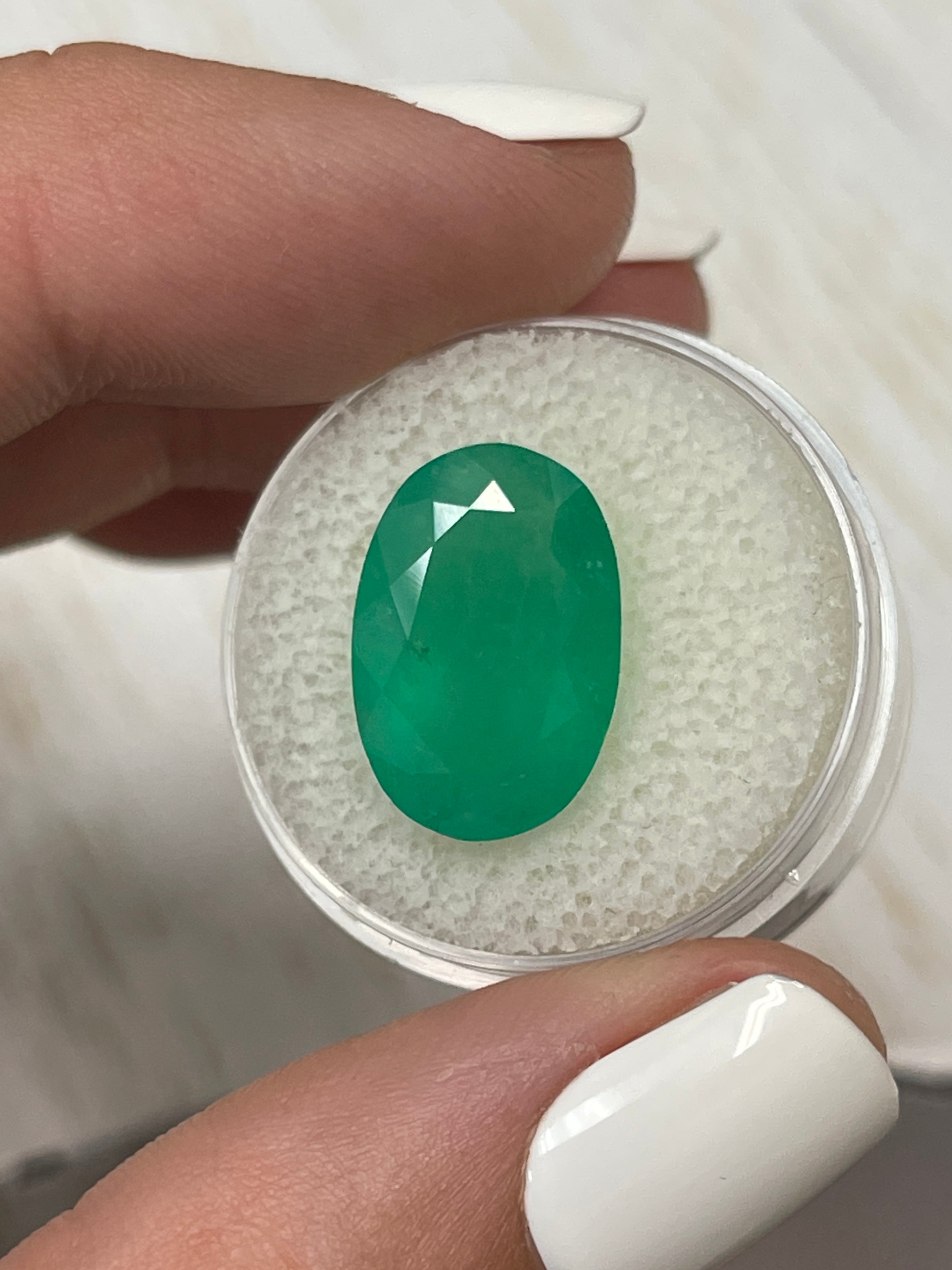 8.85 Carat Elongated Grassy Green Natural Loose Colombian Emerald Oval Cut - Perfect for Jewelry Making, Engagement Rings & Luxury Gifts