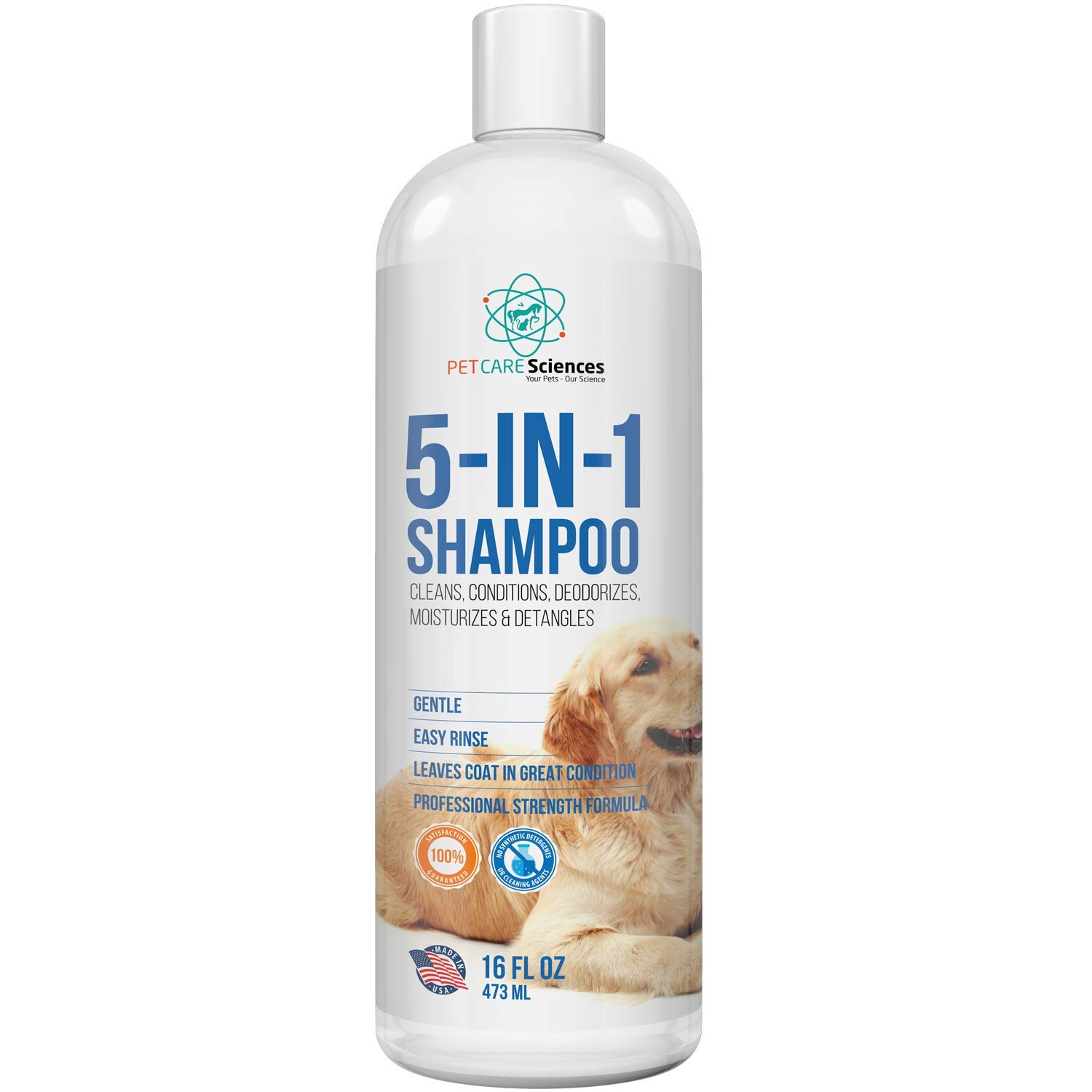 16oz 5-in-1 Dog Shampoo for Itchy & Sensitive Skin | Odor Control Shampoo for Smelly Dogs | USA Made Dog Shampoo & Conditioner | Perfect for Bathing, Grooming & Allergy Relief