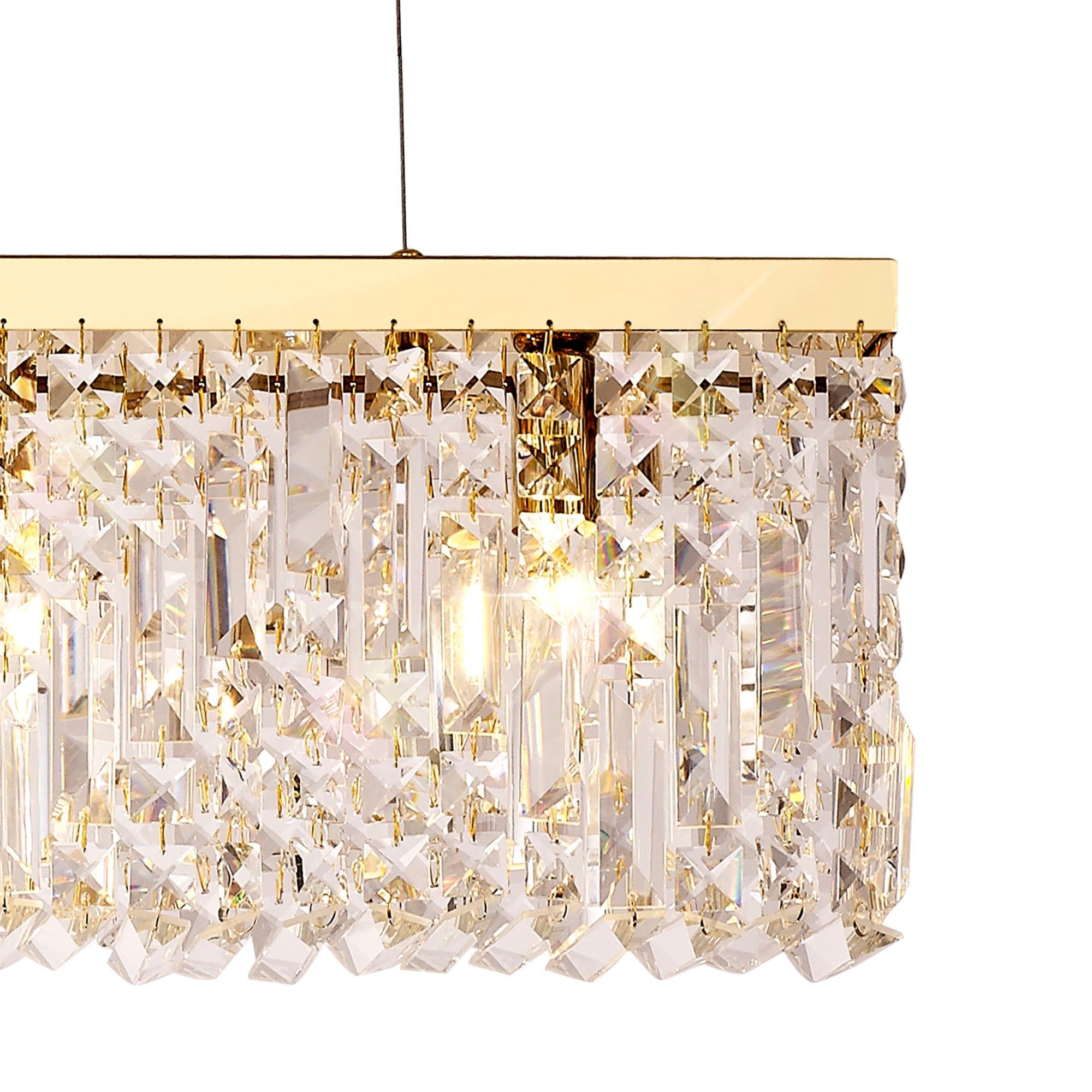 Ashby 5/7Lt Crystal Island Light Fixture in Gold/Chrome - Elegant Dining Room & Kitchen Pendant Lighting for Modern Homes