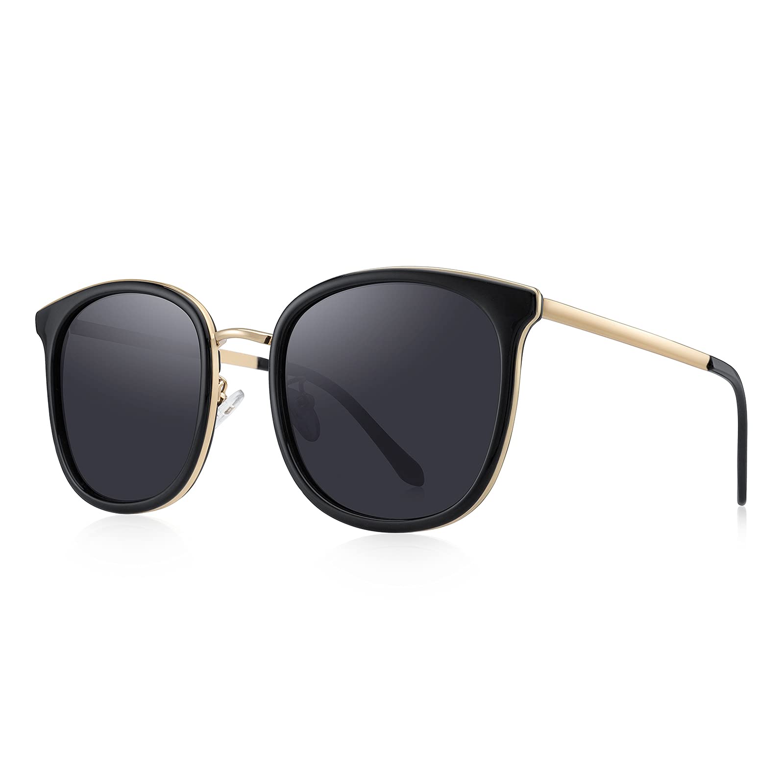 Stylish Polarized Sunglasses for Women & Men - UV Protection Oversized Rectangular Metal Frame - Perfect for Driving, Beach & Outdoor Activities