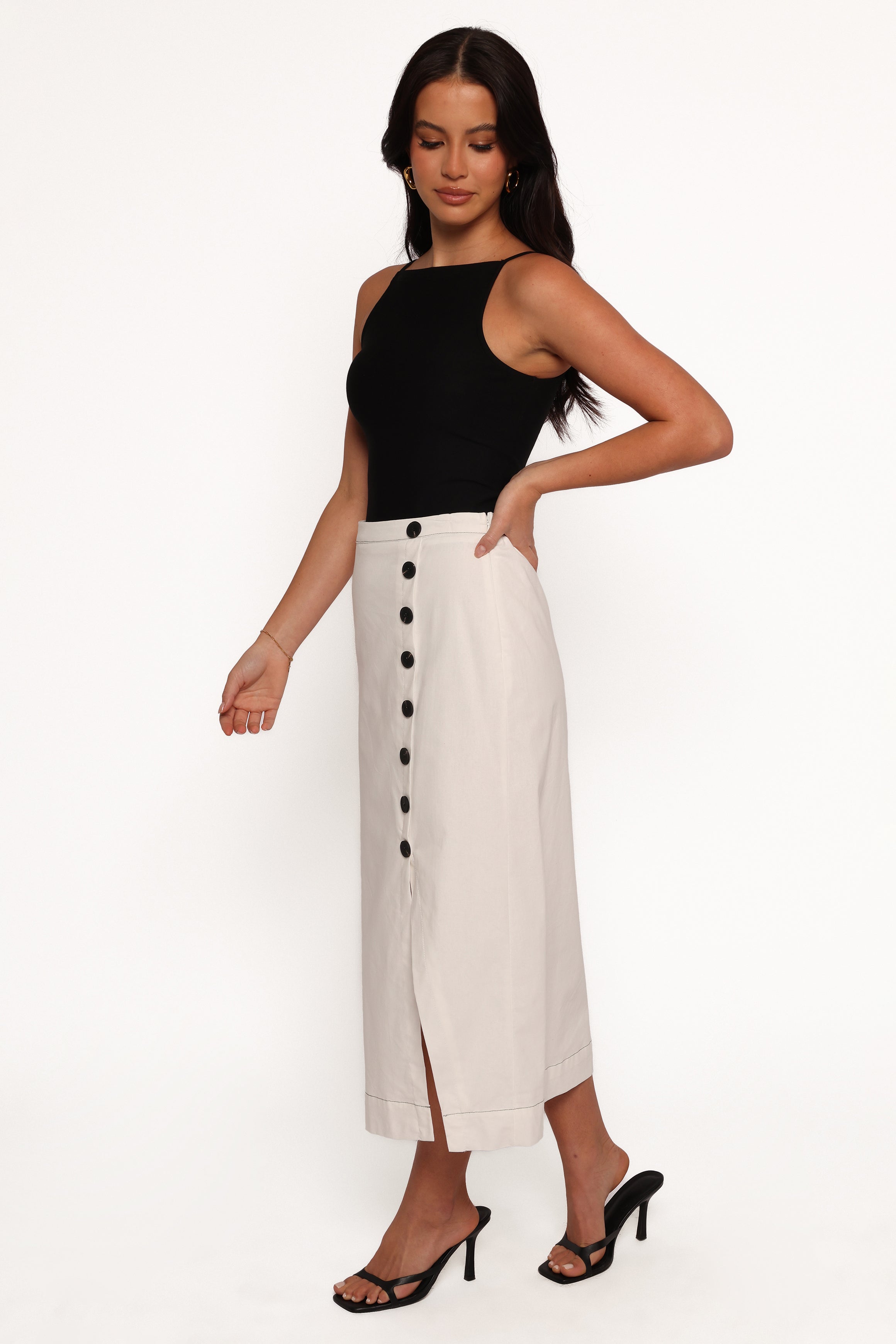 Alder Midi Skirt in Cream | Women's Casual Flowy Skirt for Spring & Summer | Perfect for Office, Date Night & Brunch Outfits
