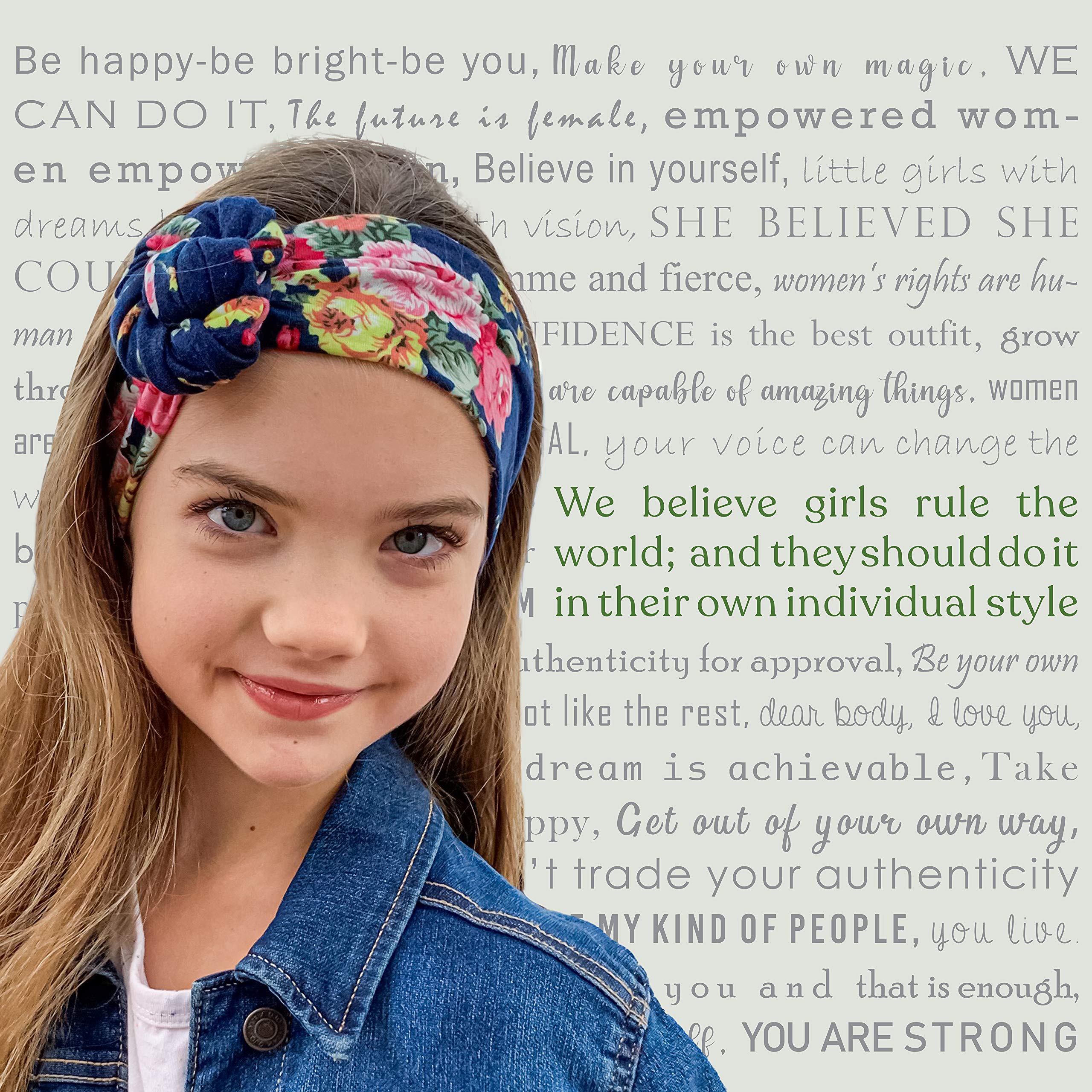 FROG SAC 4-Pack Floral Headbands for Girls & Women | Stretchy Flower Headwraps for Teens & Adults | Soft Rose Bun Headbands | Cute Comfortable Fashion Hair Accessories for Everyday Wear, Parties & Photos