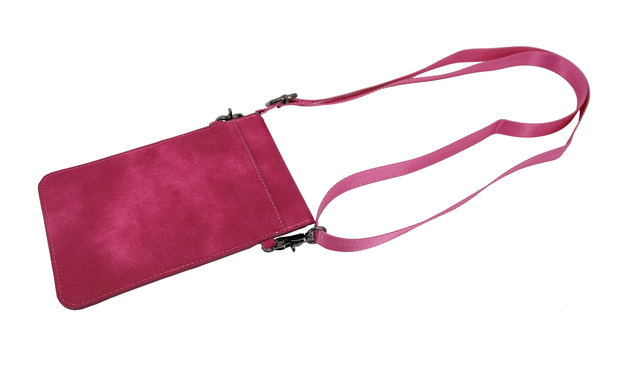 Stylish Synthetic Suede Leather Crossbody Phone Purse for Women - Adjustable Shoulder Strap, Rose Red (15355-ROSE RED-2D) - Perfect for Daily Use, Shopping & Travel