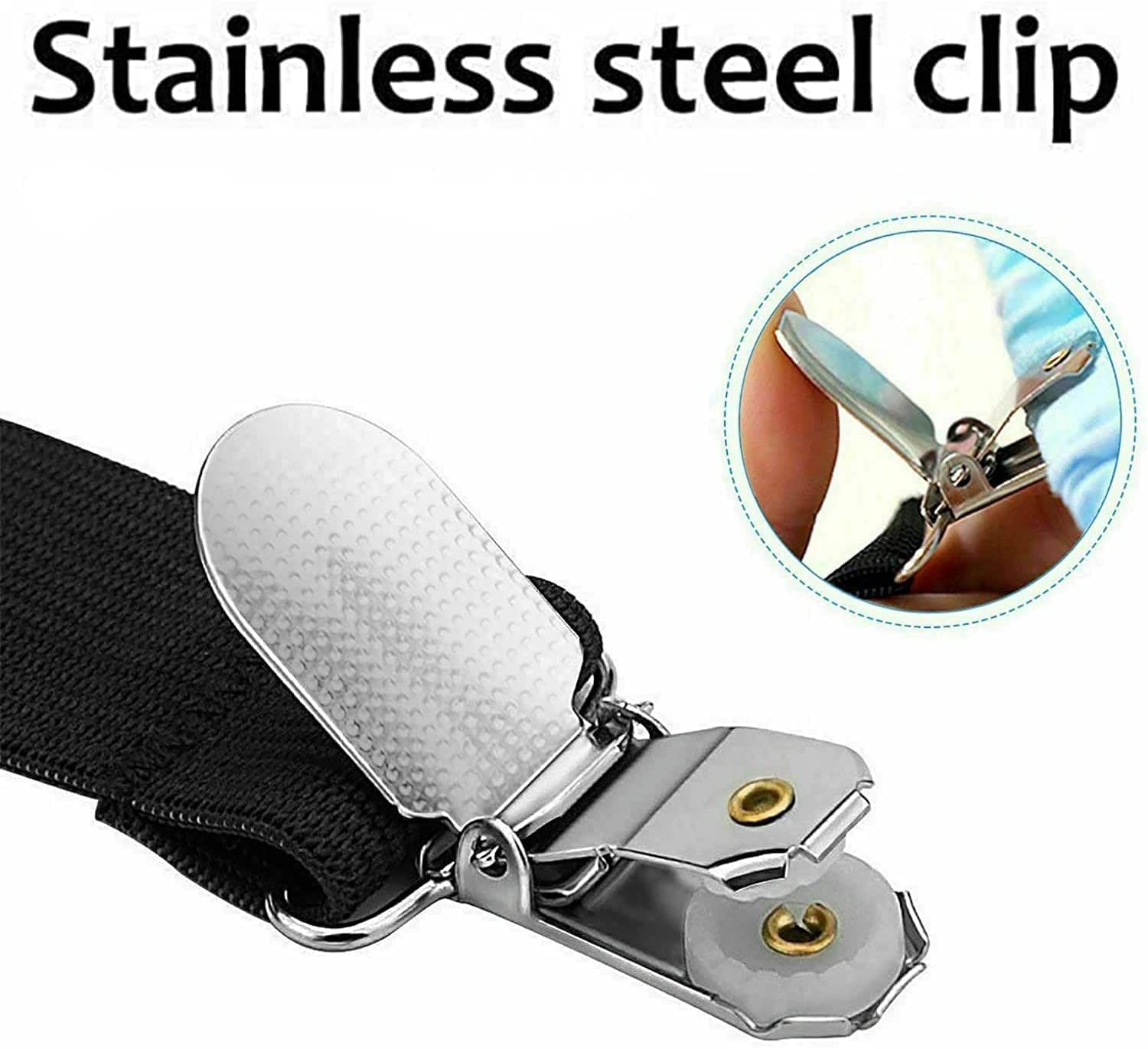 Struqta 4-Pack Adjustable Triangle Elastic Bed Sheet Holder Straps - Heavy Duty Gripper Clips for Mattress Covers, Sofa Cushions & Fitted Sheets (14cm, Black) - Keep Bedding Secure All Night for Better Sleep